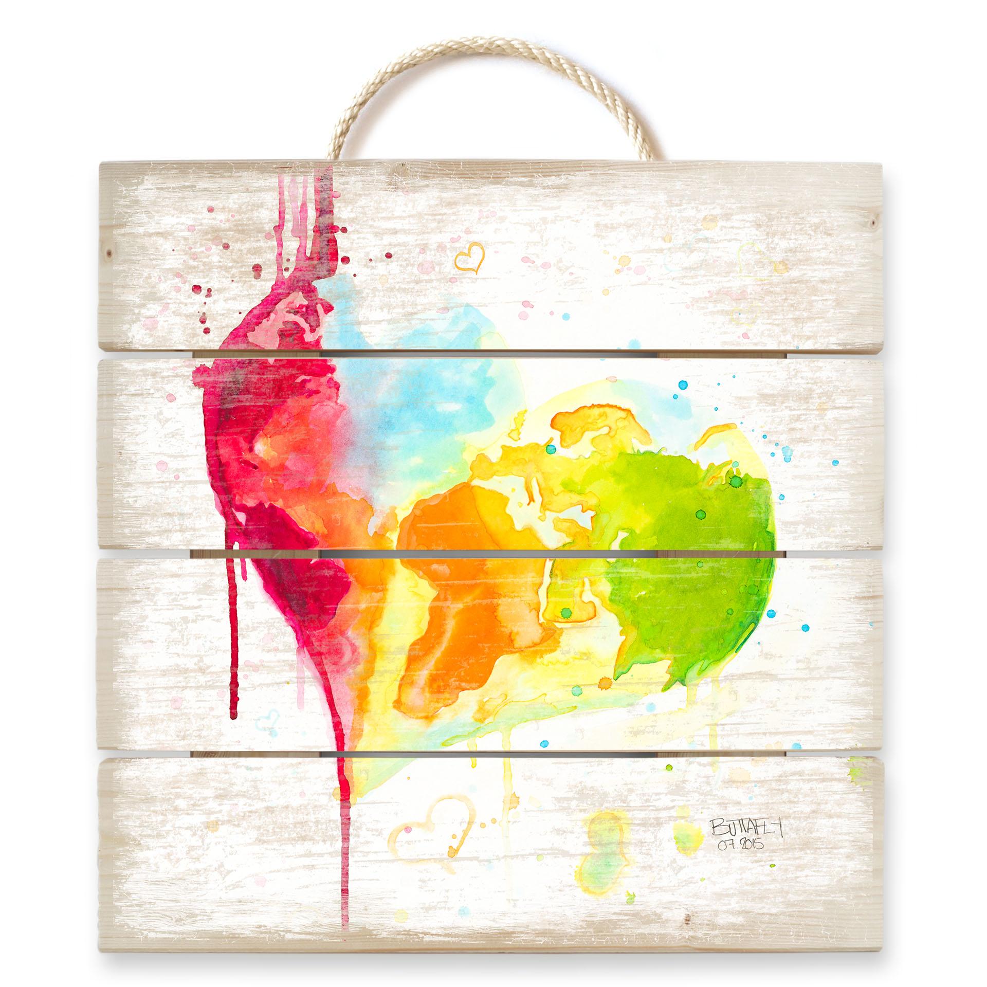 Obraz drewniany Buttafly - Heart World - 40x41,5 cm
