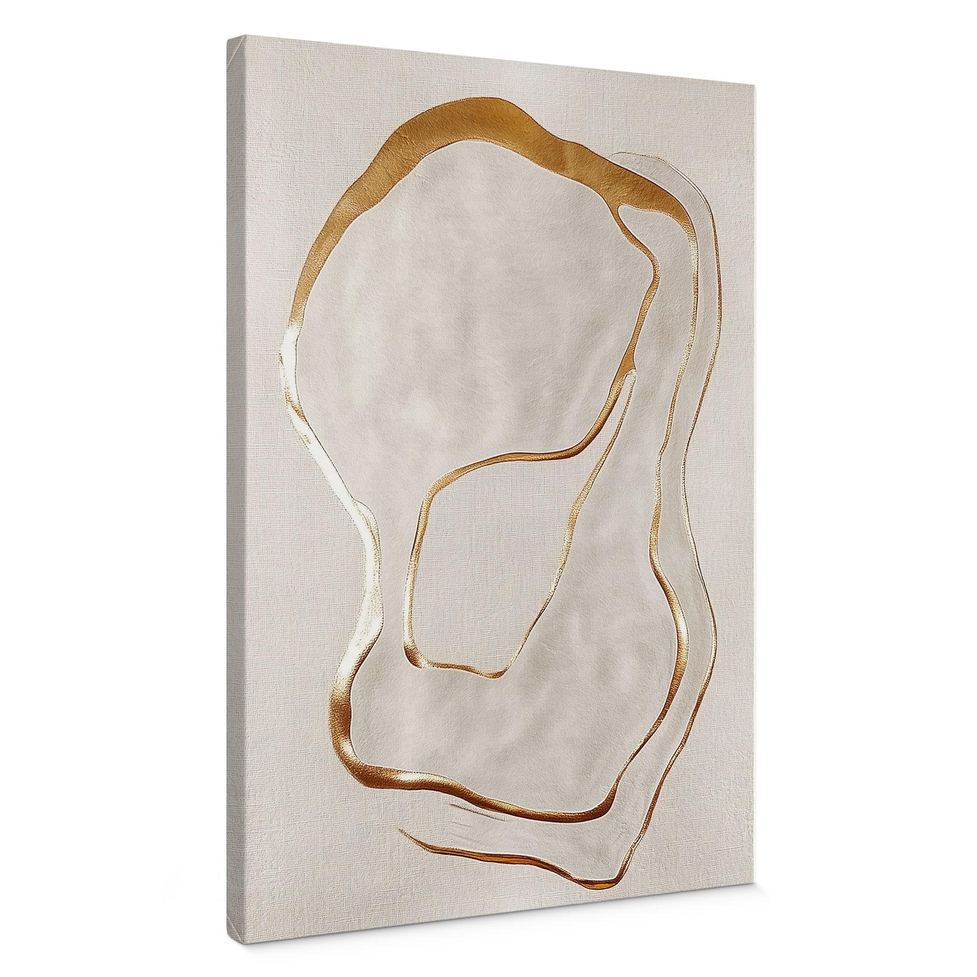 Canvasbillede Abstrakt linjekunst i guld og beige - Alma