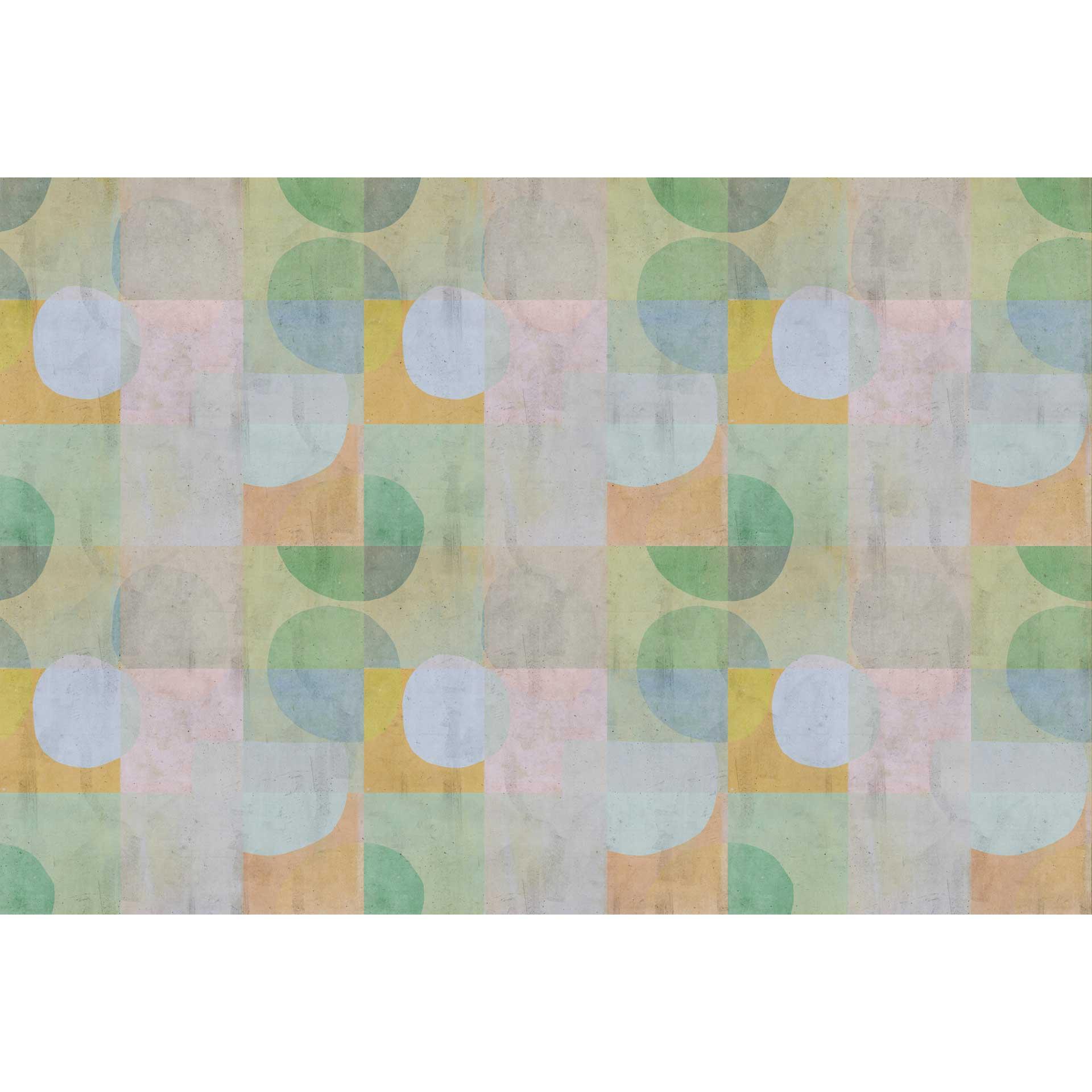 Geometrisch behang in pastelkleuren - zacht vliesbehang met cirkelmotief