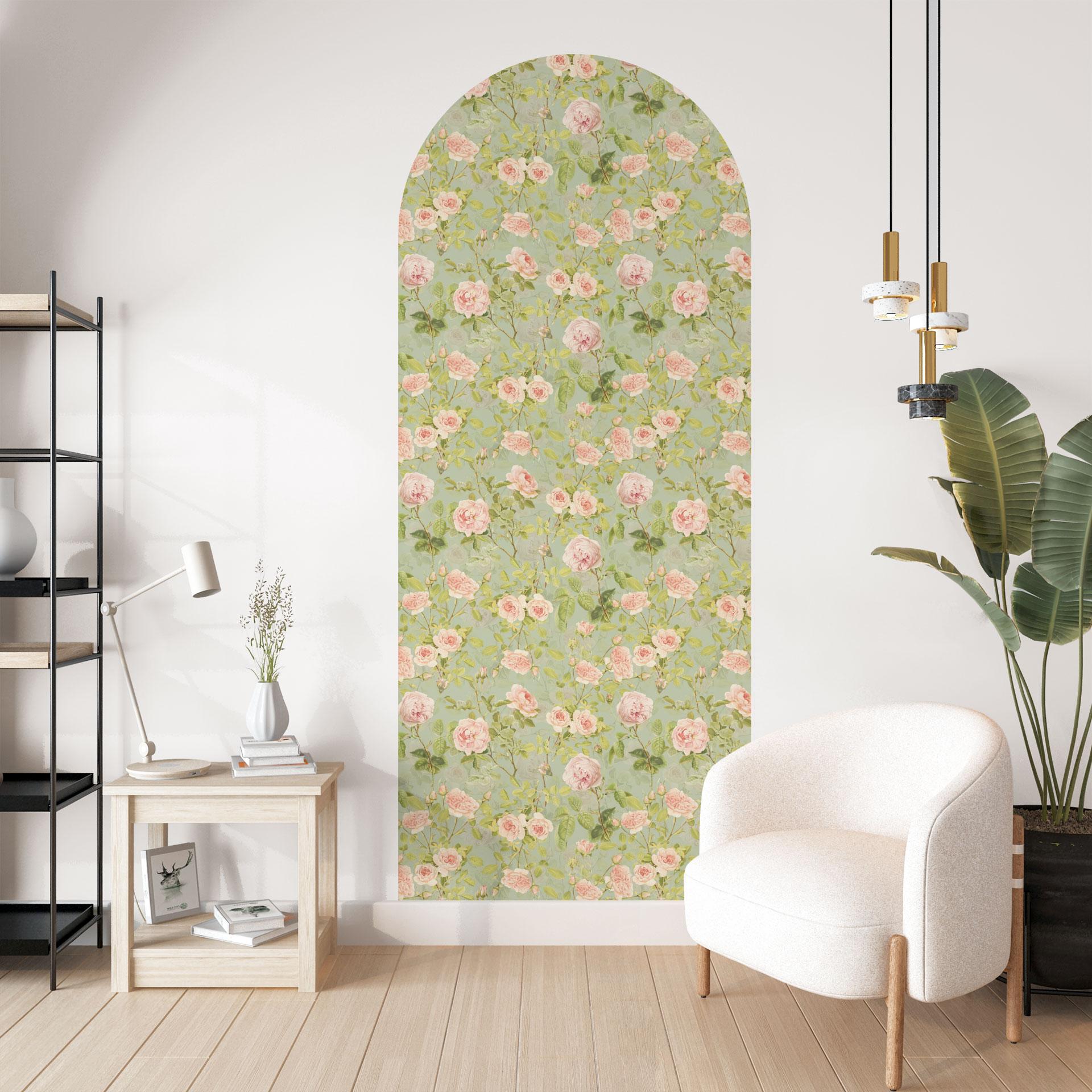 Muursticker ronde boog wandpaneel rozentuin - UN Design - narrow