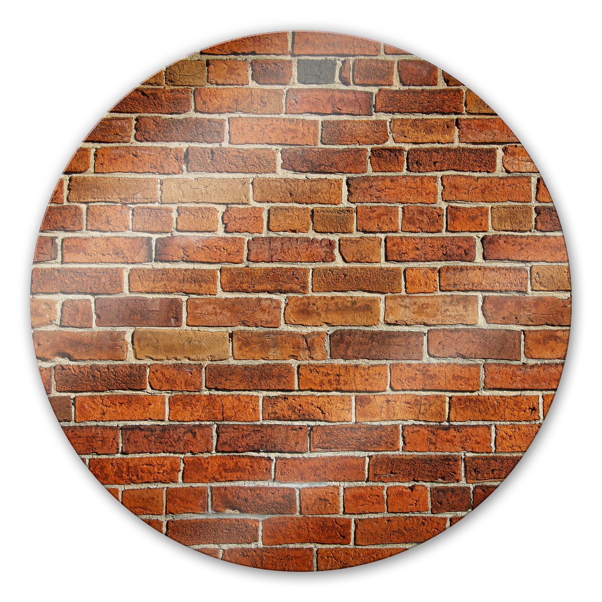 Tableau en verre - Mur en briques - rond