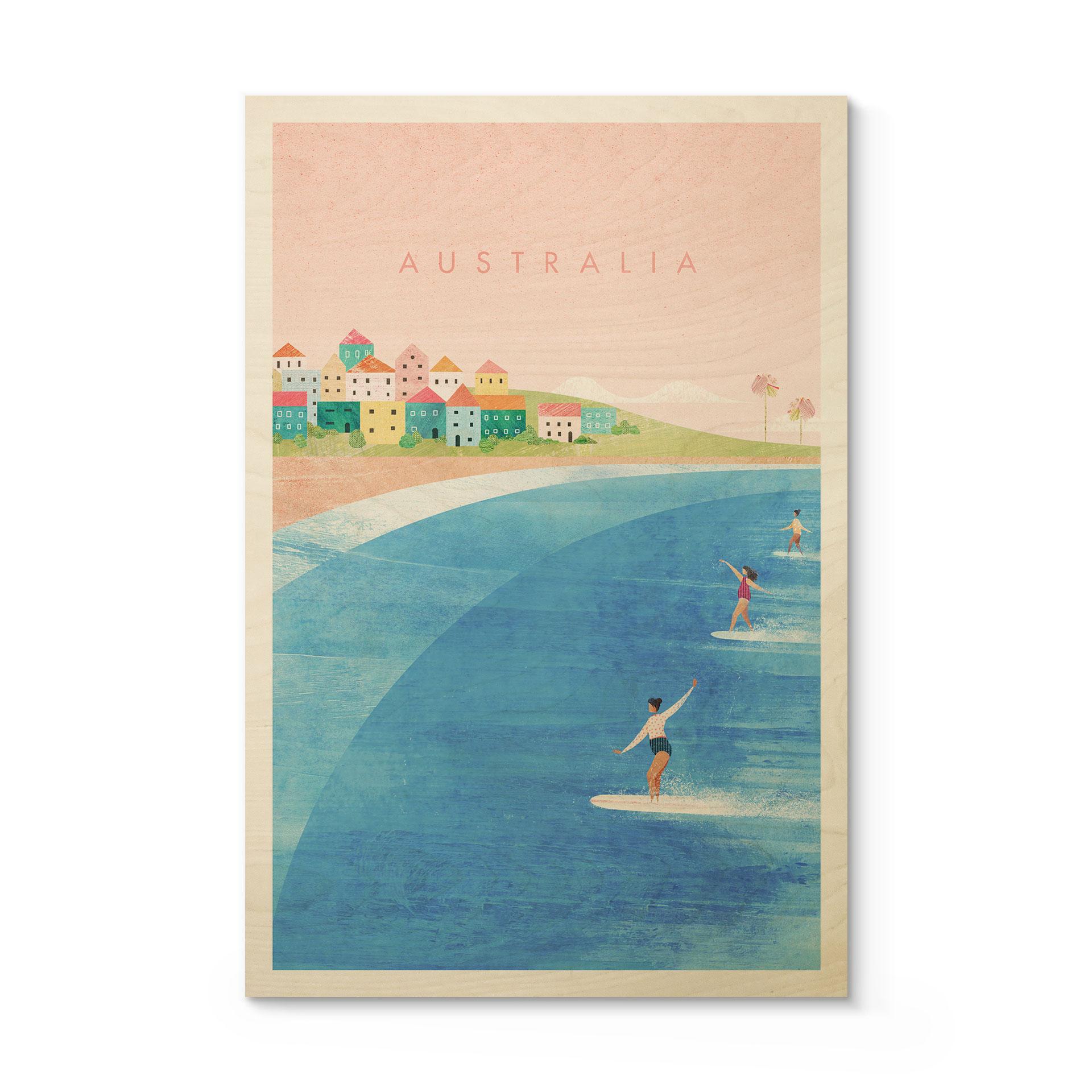 Træplakat Surfing på Australiens kyst - Rivers