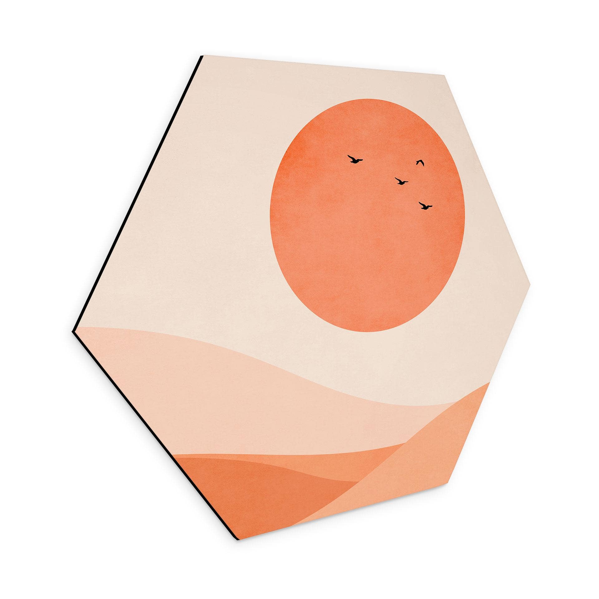 Hexagon Dibond Harmonisk landskab orange - Kubistika