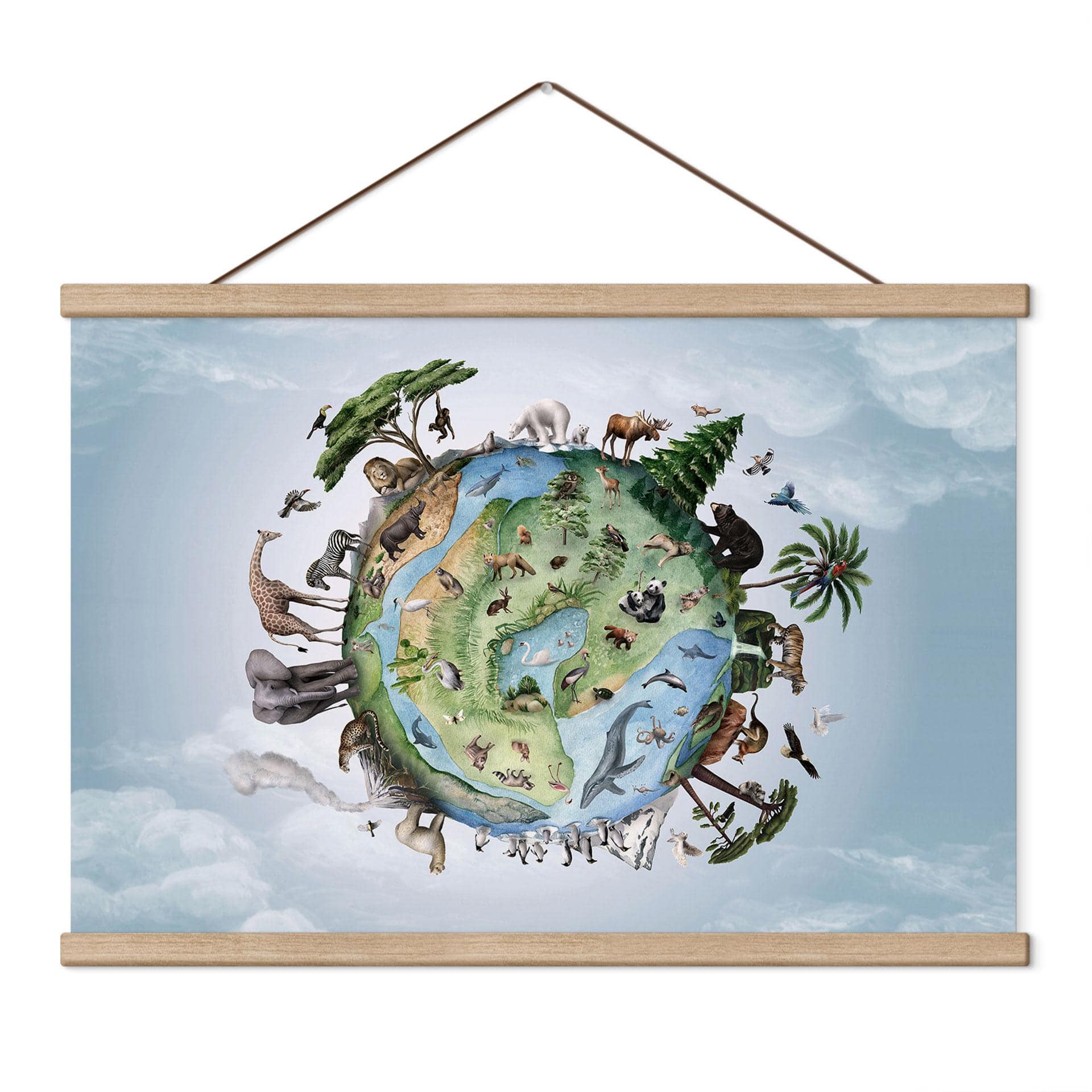 Kinderkamer Textielposter Wereld van de dieren - Kikki Belle