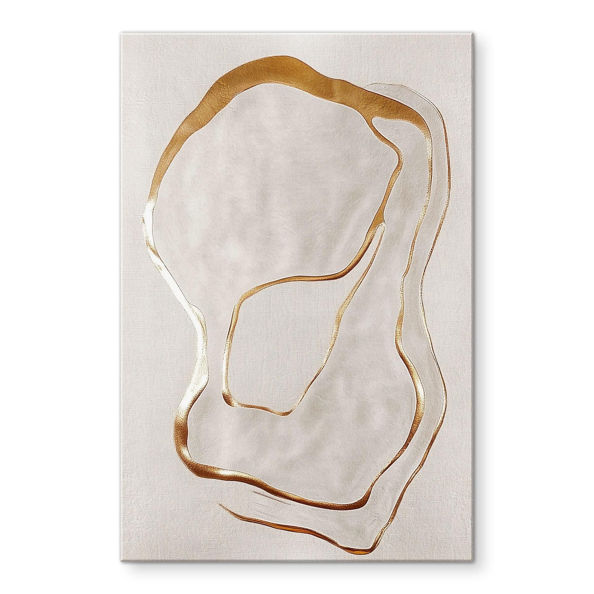 Akrylbillede Abstrakt linjekunst i guld og beige - Alma