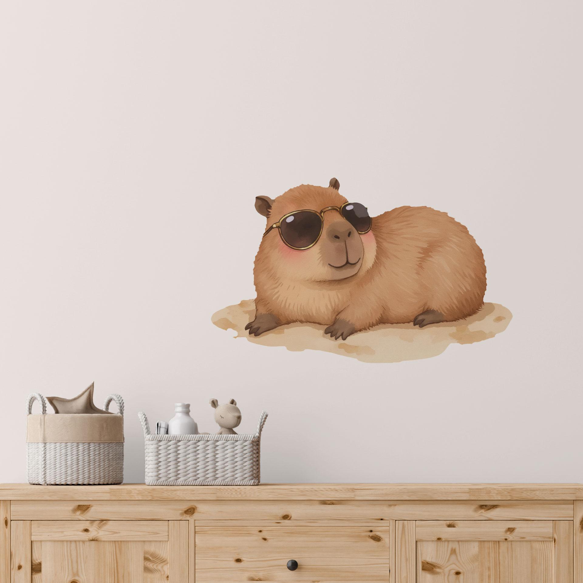Capybara Wallsticker med solbriller