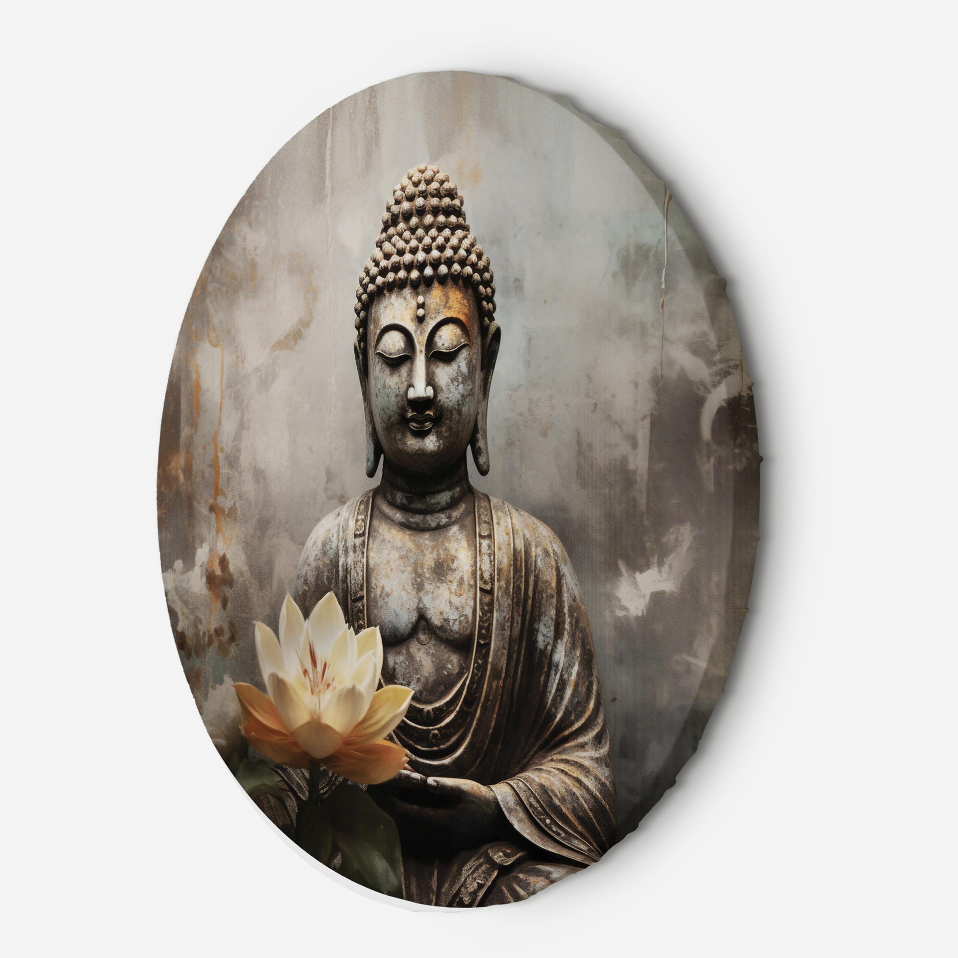 Rundt lærredsbillede Mediterende Buddha abstrakt
