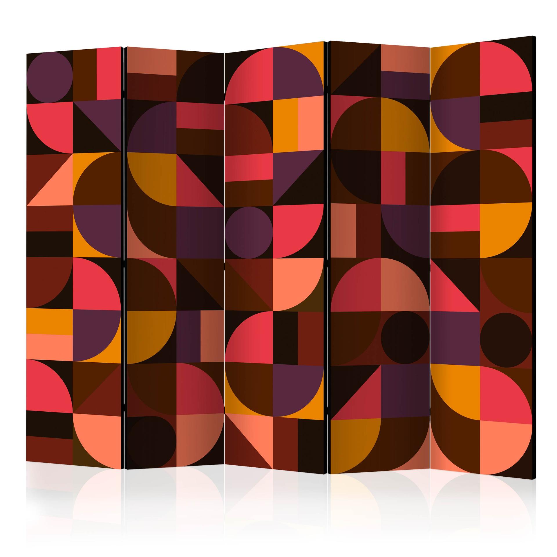 Divisorio per sala - Mosaico geometrico (rosso), 3 pezzi