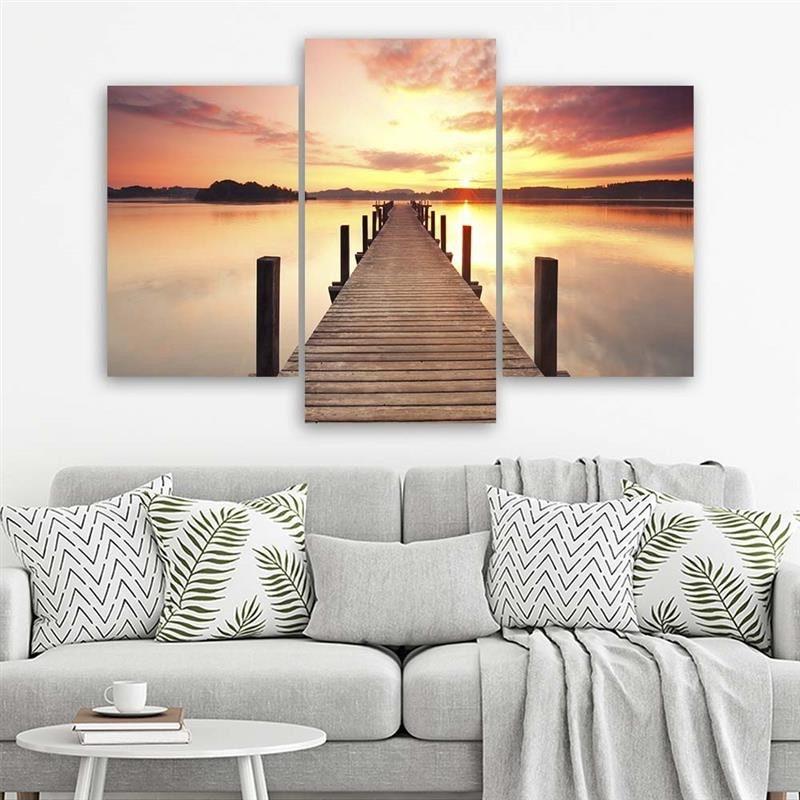 3-delige canvas print, Jetty Lake zonsondergang