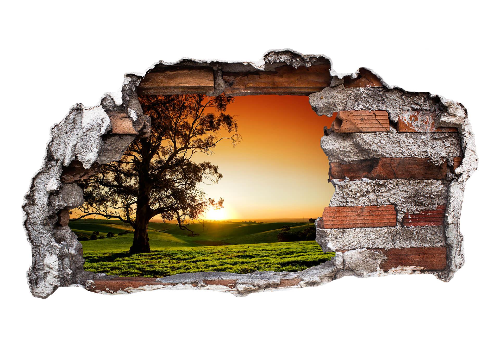 Adesivo 3D - Tramonto sulle colline