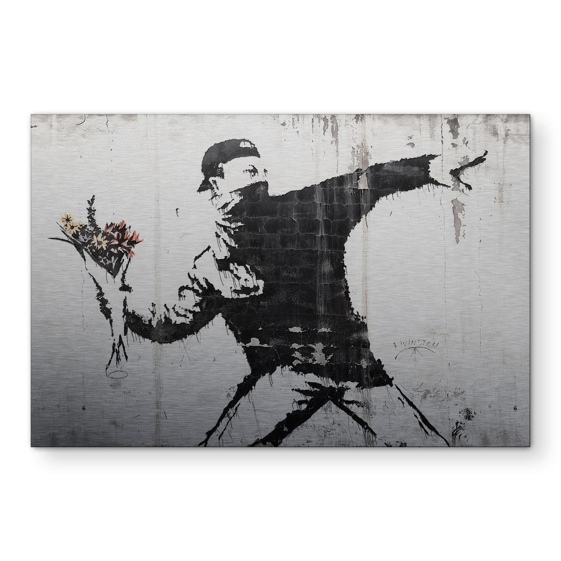 Alu-Dibond - Sølveffekt - Banksy - Flower Thrower