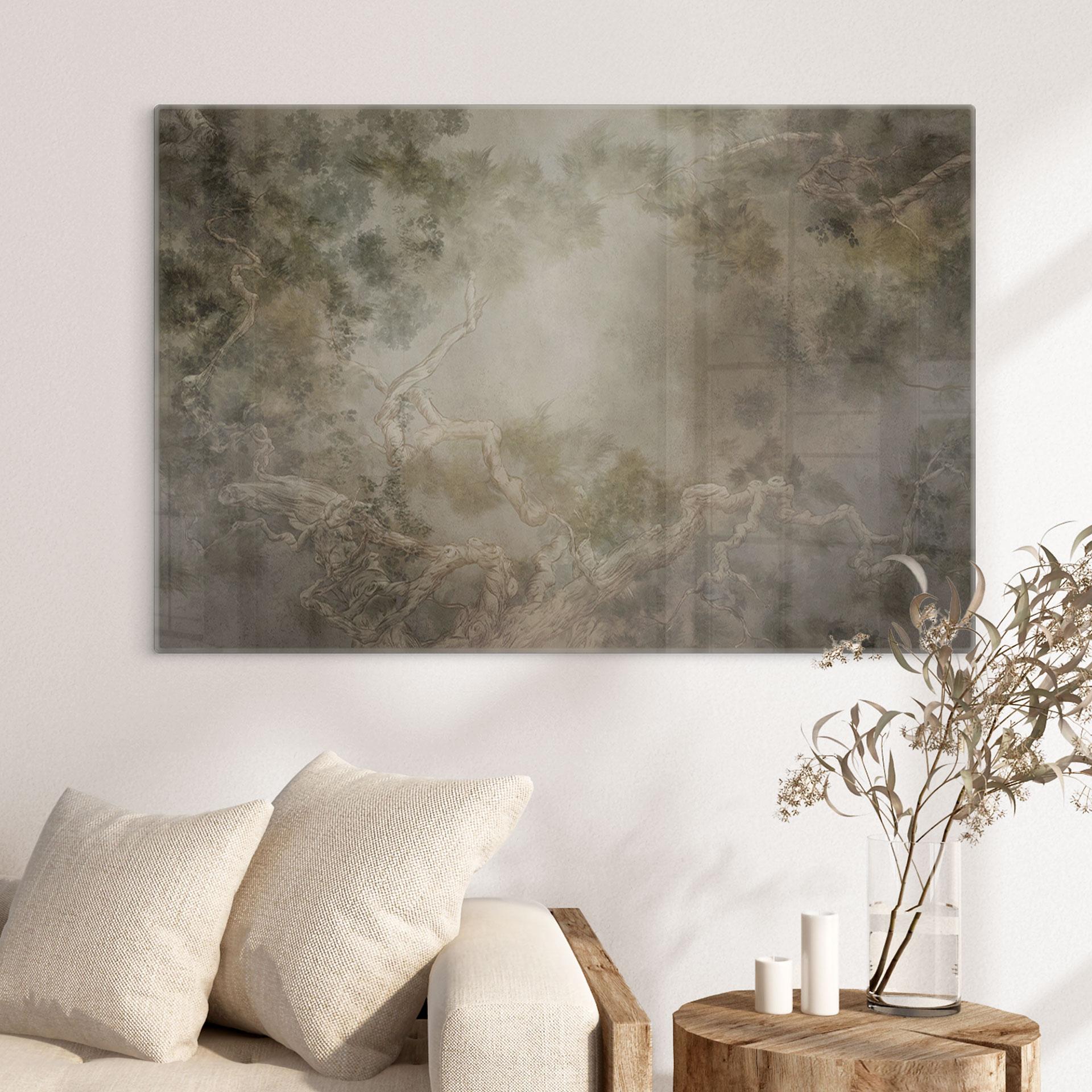 Glasbild Wald mit Blick in die Baumwipfel - Ms Tiff
