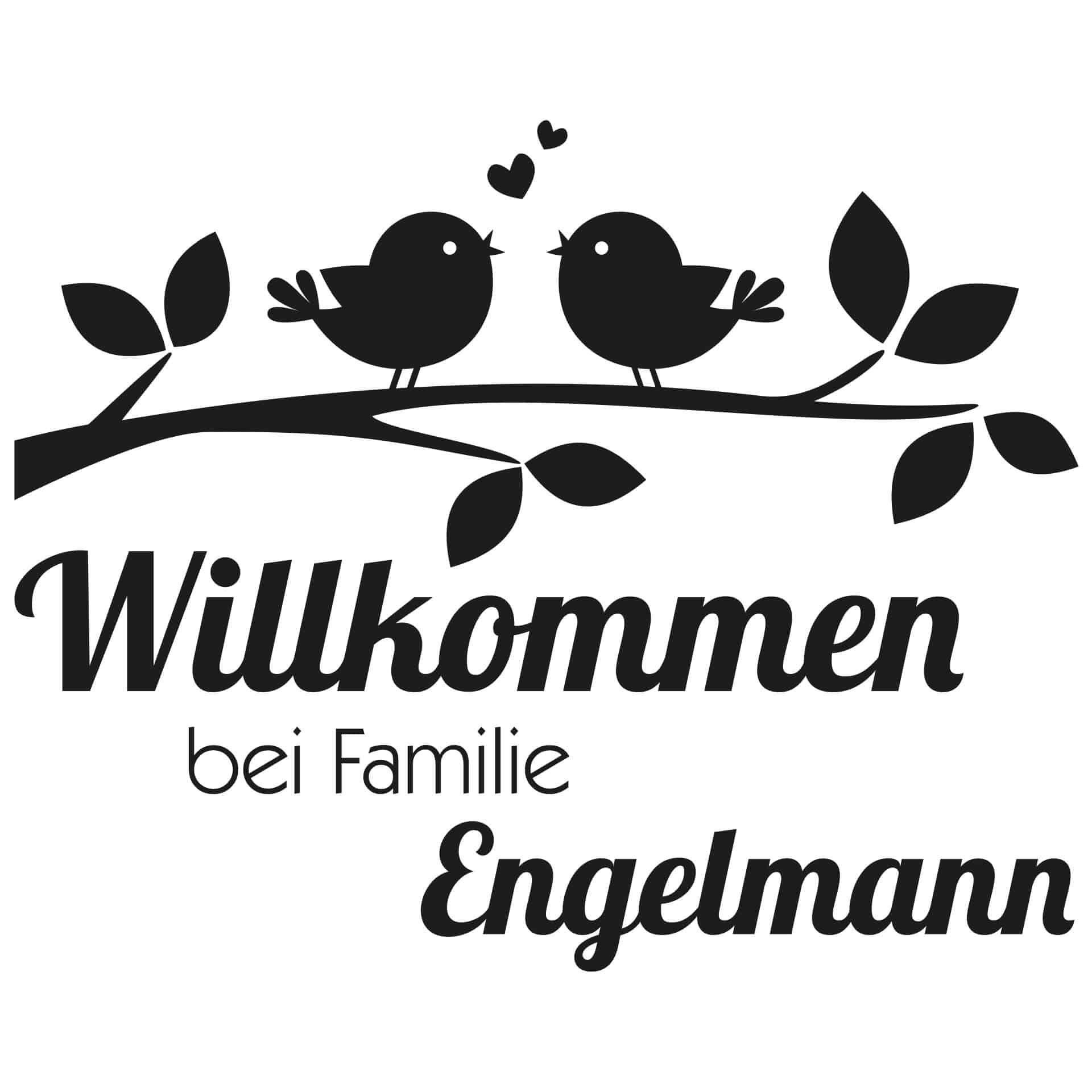 Wandtattoo + Name Willkommen bei Familie...