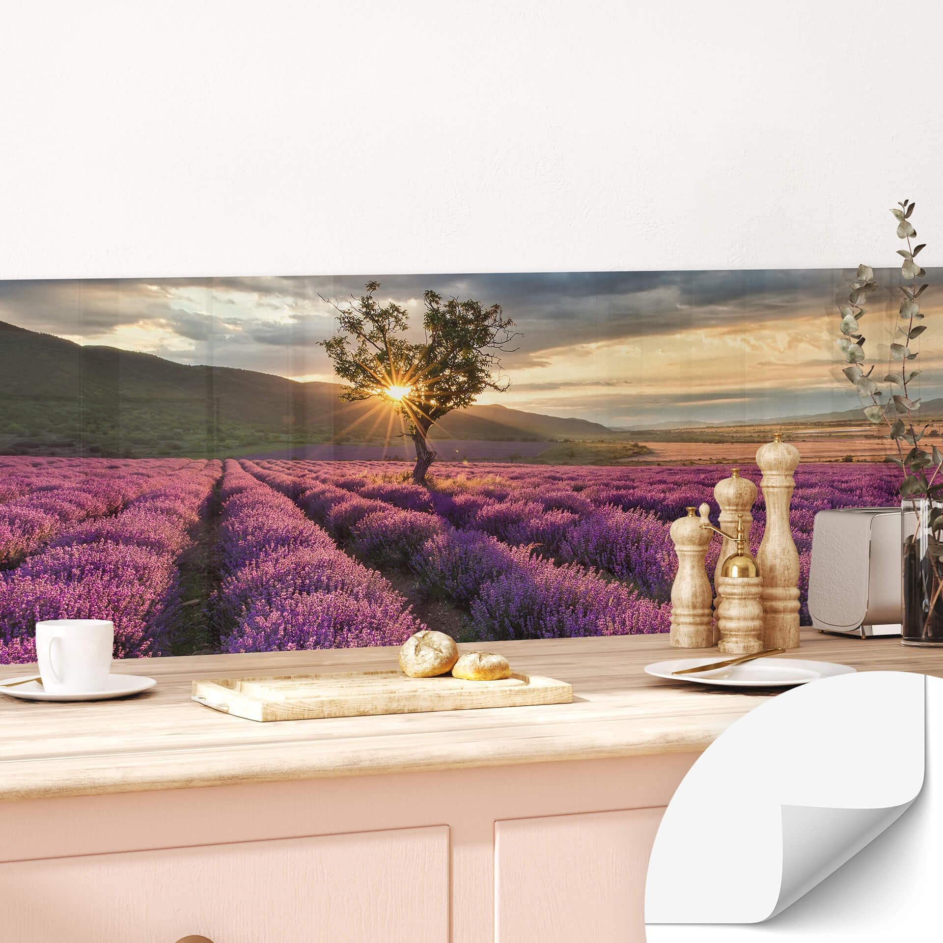 Salpicadero de cocina autoadhesivo Flor de lavanda en Provenza