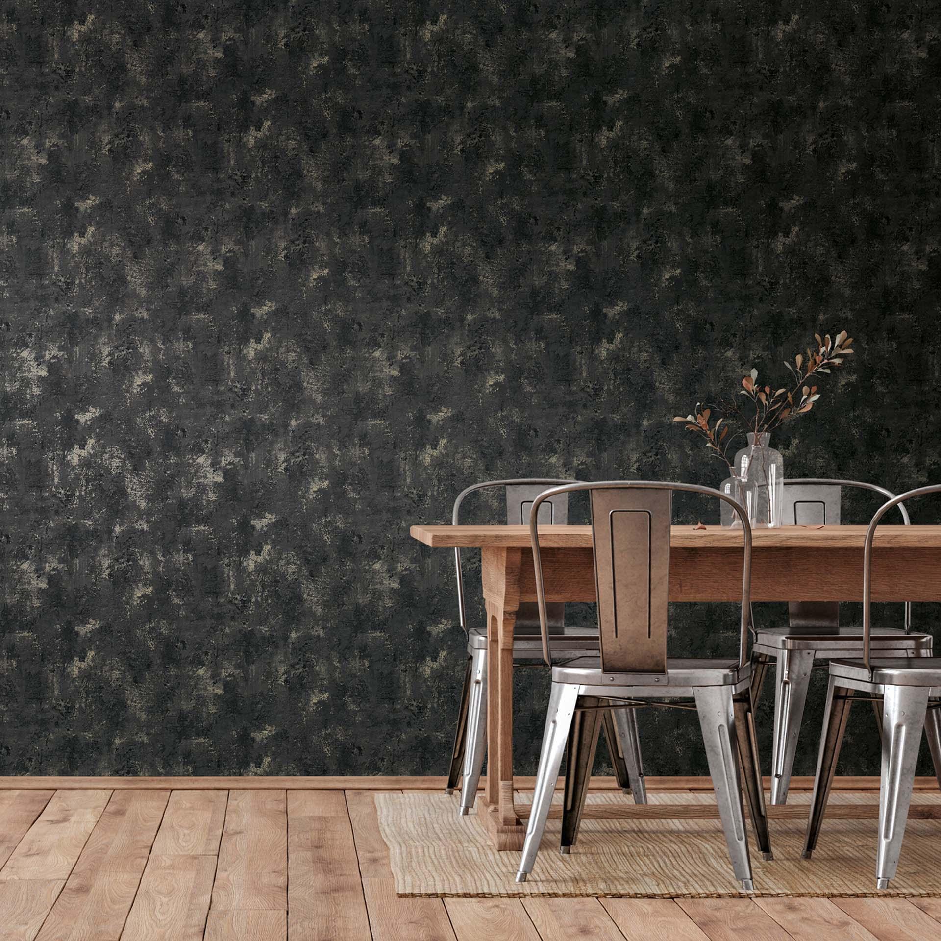 A.S. Création Vliesbehang The BOS - Battle of Style Steen Look Petrol, Goud