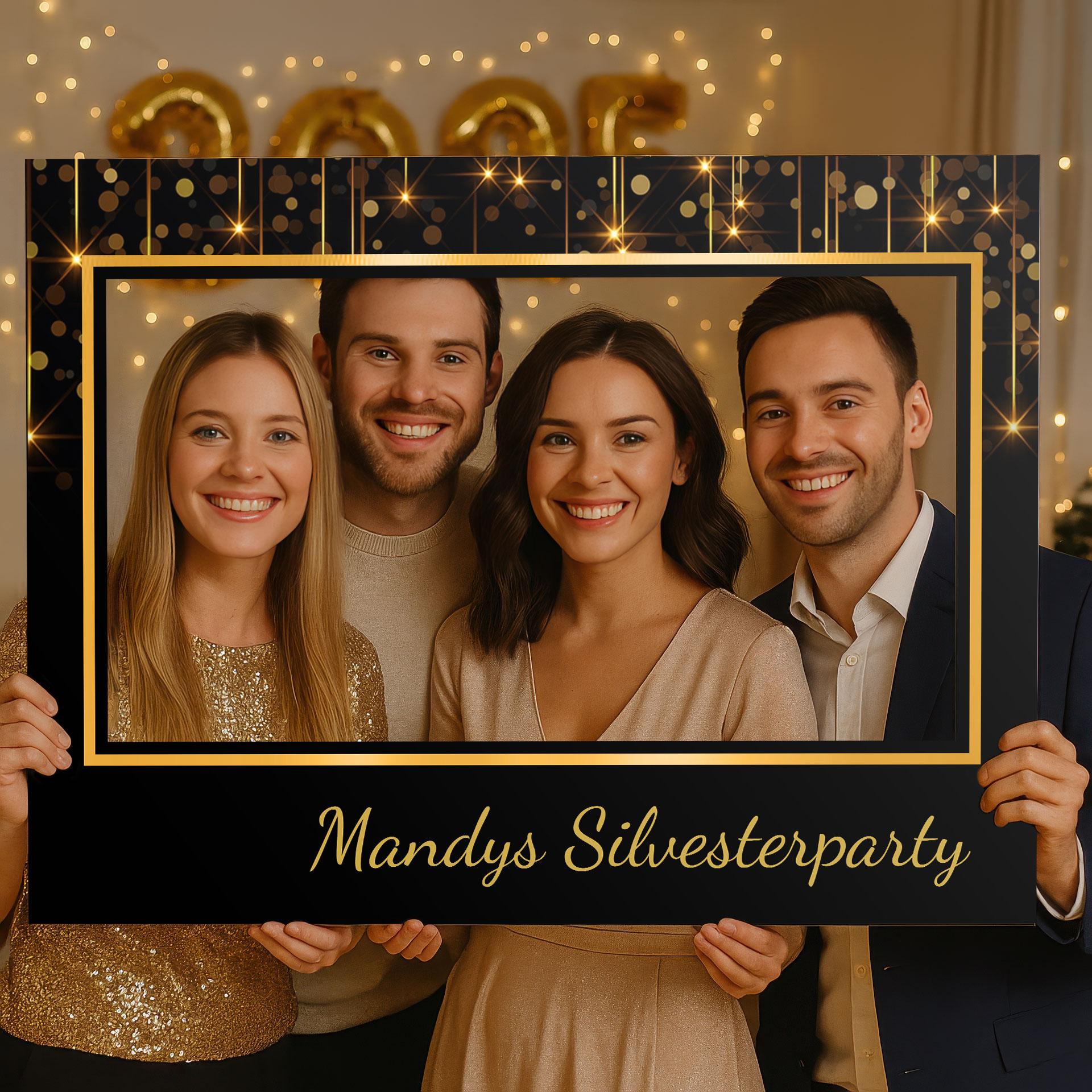 Fotorahmen Silvester Schwarz-gold - personalisierbar