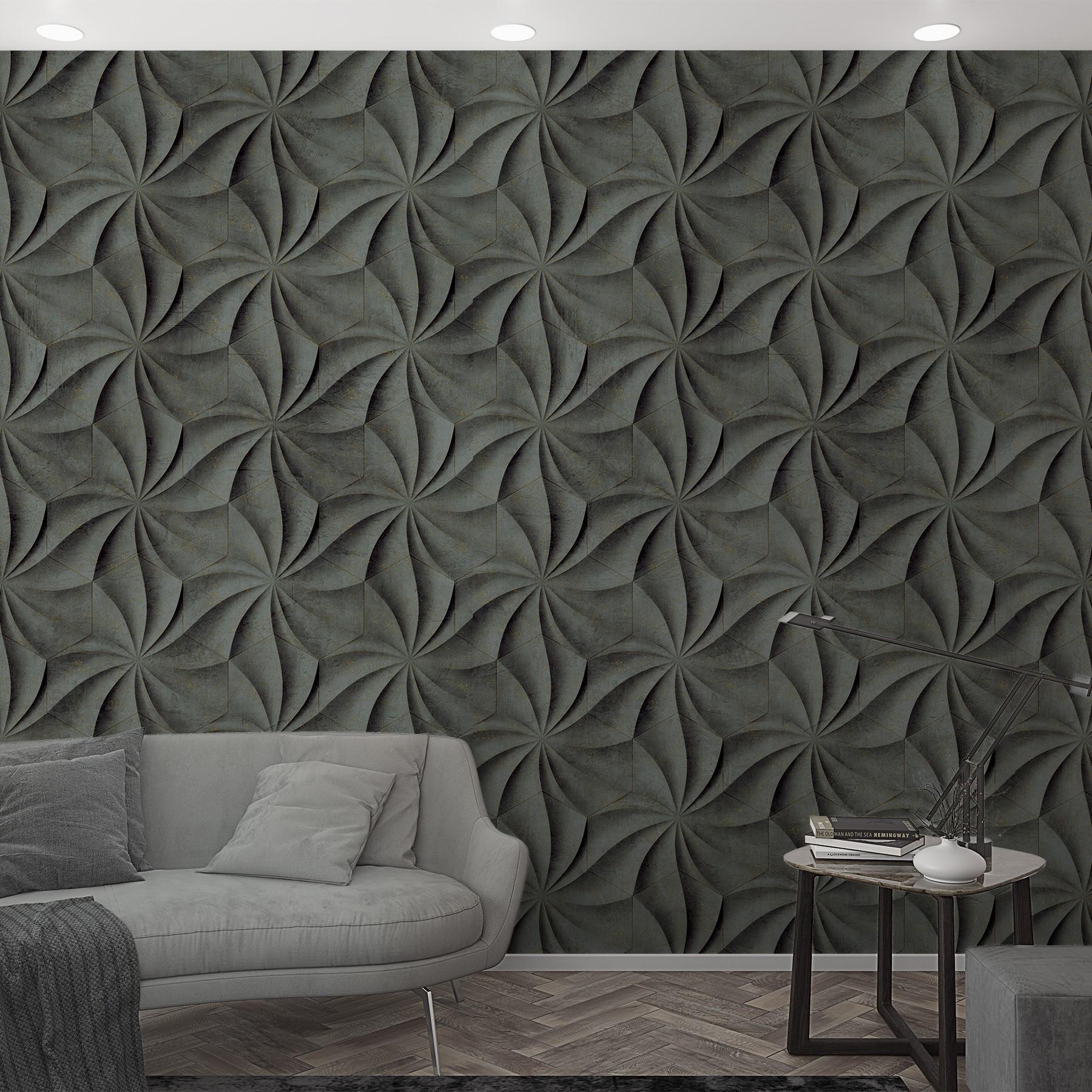 Klassisk 3D-tapet Antracit, Grafisk 2,70 x 1,59 m