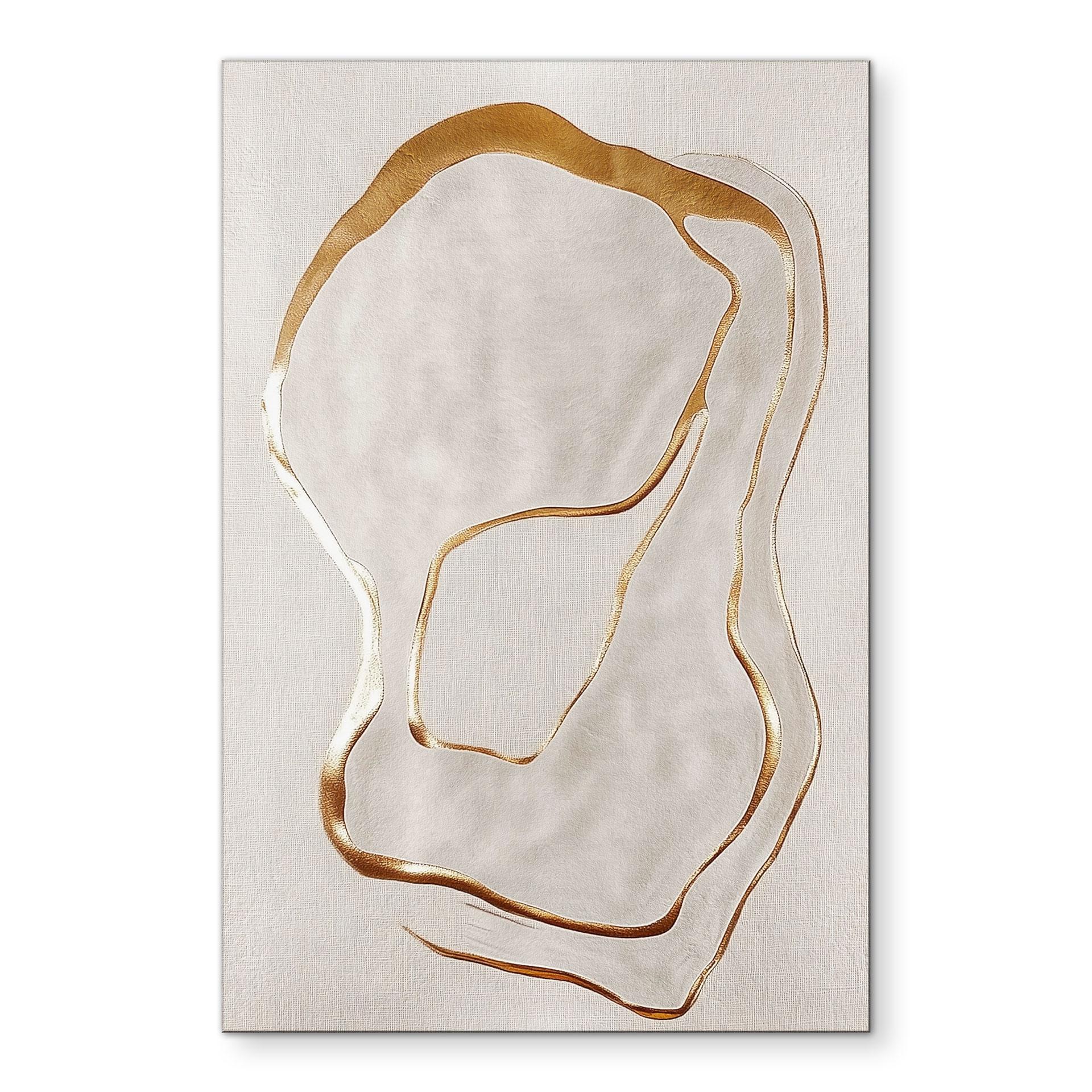 Billede Abstrakt linjekunst i guld og beige - Alma – print på aluminium