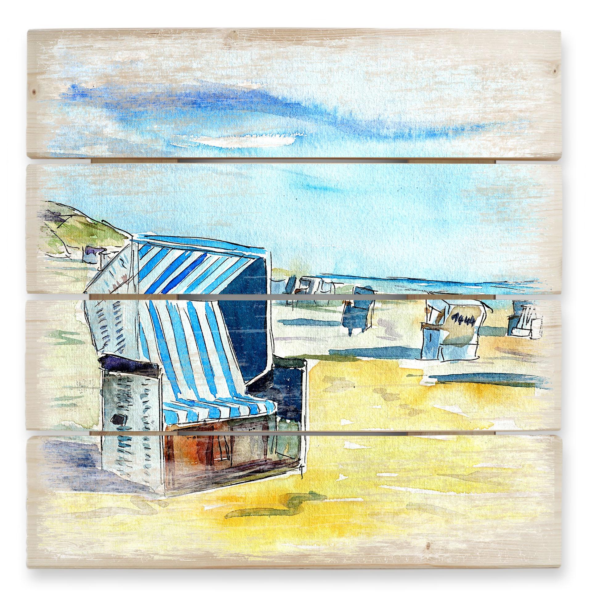 Trätavla Bleichner - Sylts strand - 40x41,5 cm