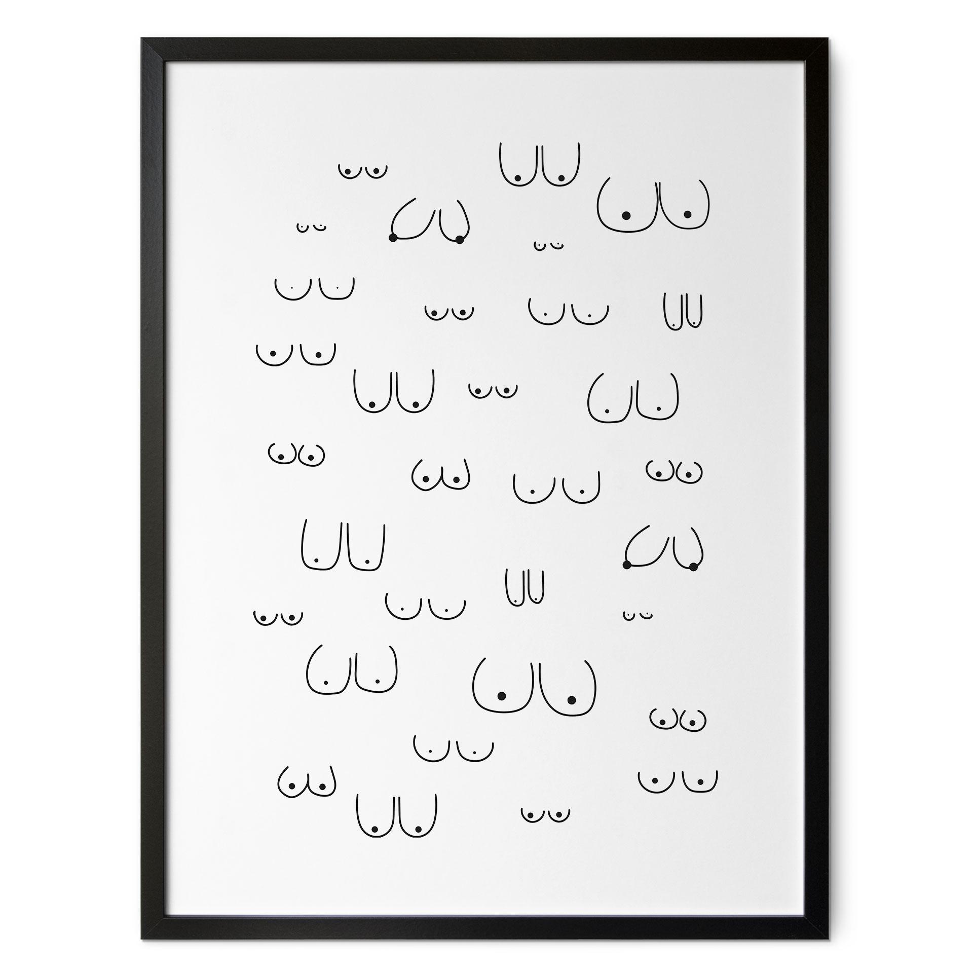Sort-hvid plakat Line Art - Kvindelighedens mangfoldighed - Kerr-Dineen