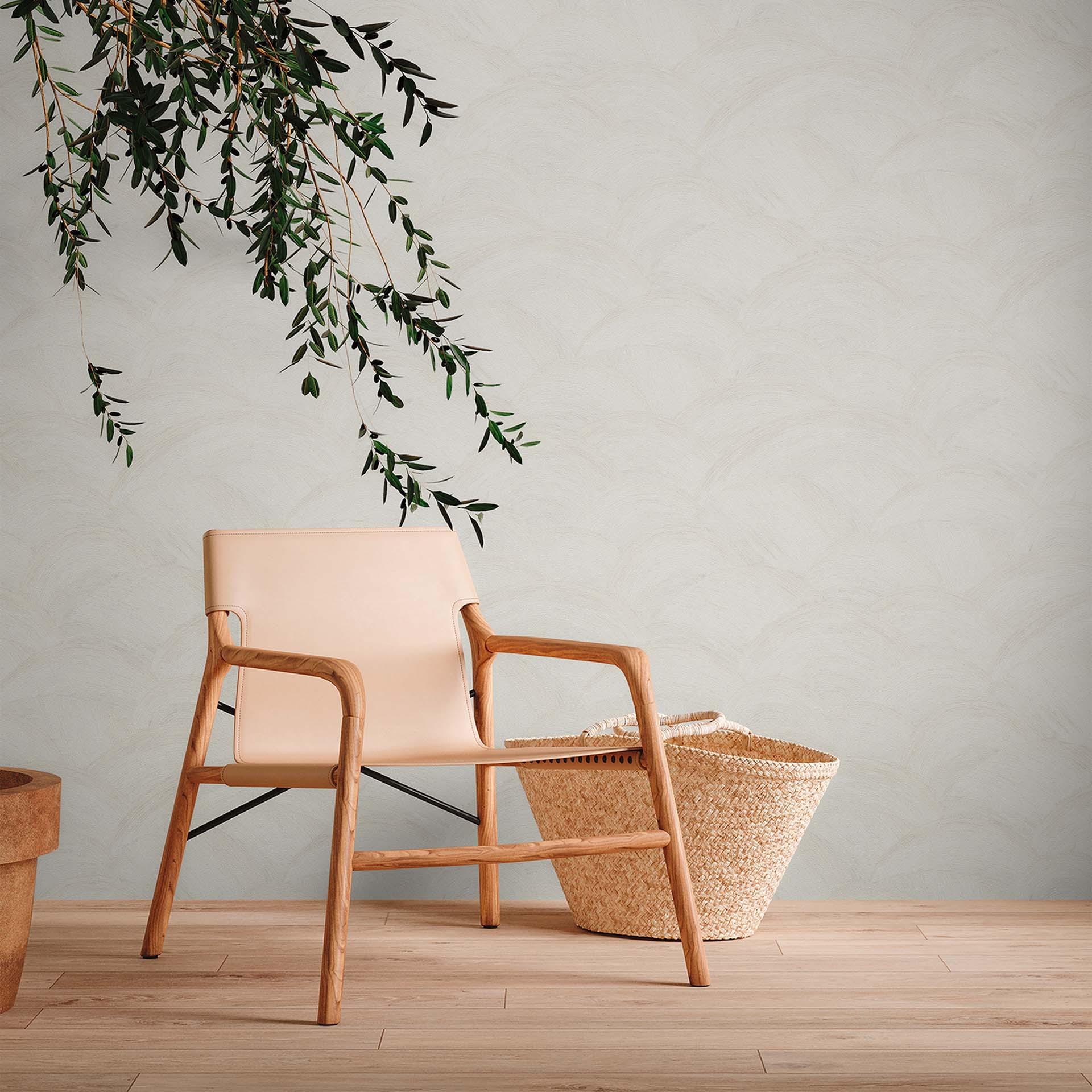 vliesbehang golvend patroon behang wit, crème - modern design behang voor de woonkamer