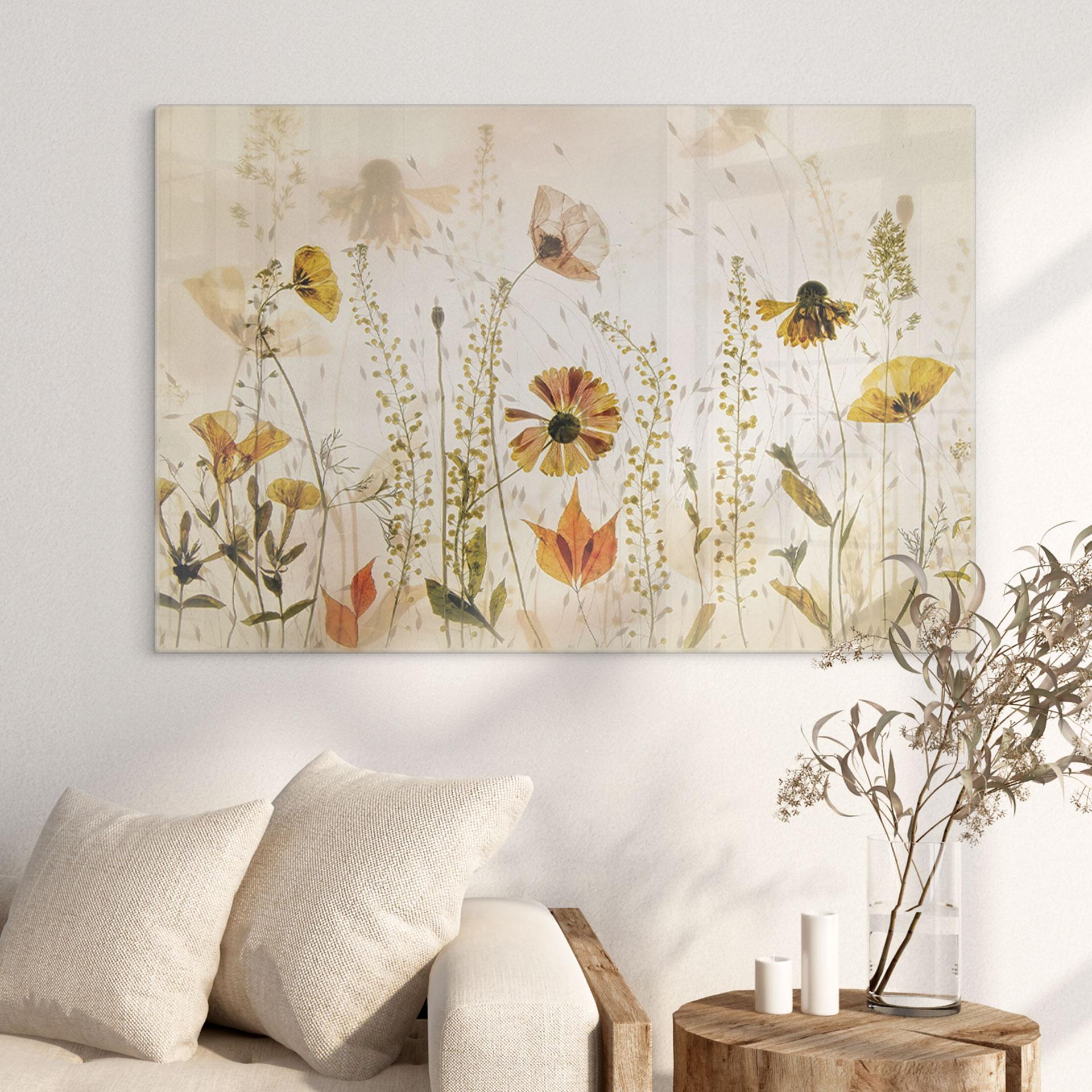 Glasbillede - Vilde engblomster i sollys - Talen