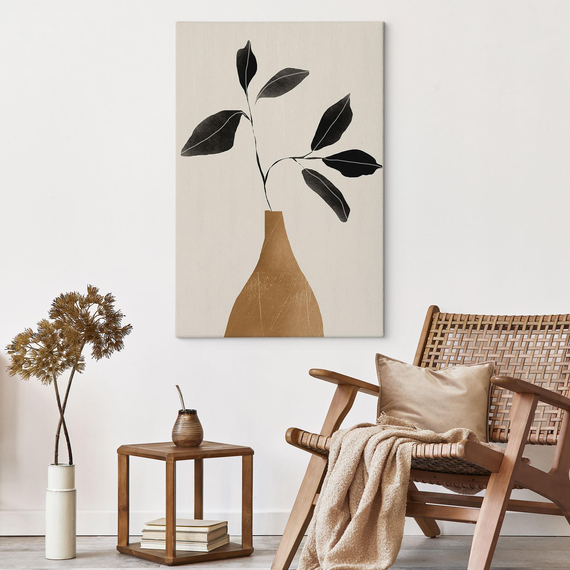 Canvasbillede Gren i gylden vase - ThingDesign