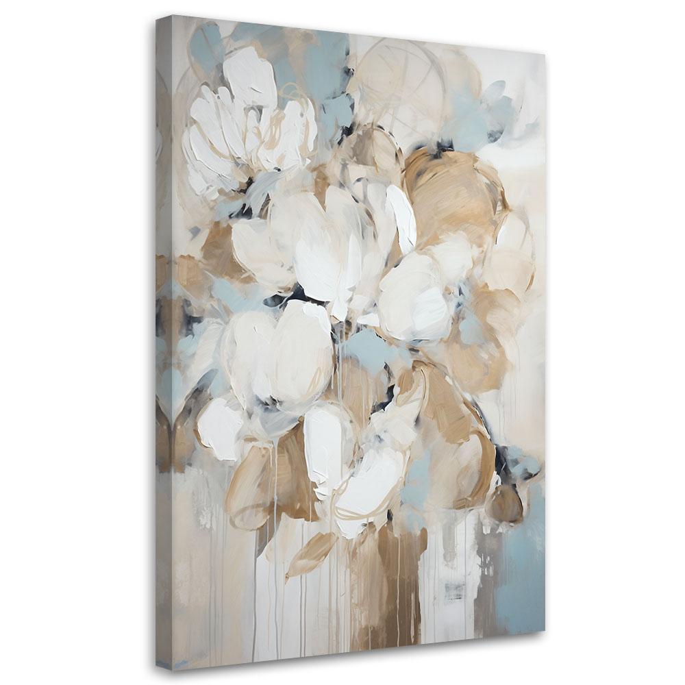 Canvasbillede, Beige malede blomster