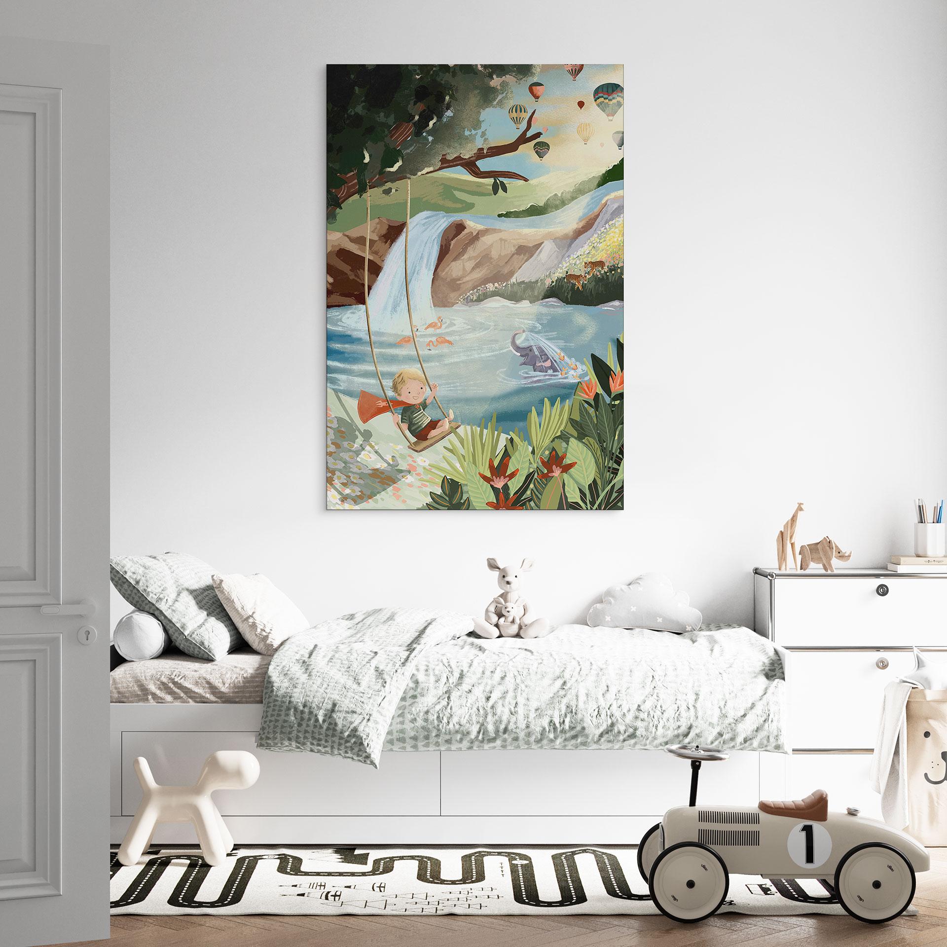 Billede Gynger i naturoasen - Goed Blauw – print på aluminium (Alu-Dibond)