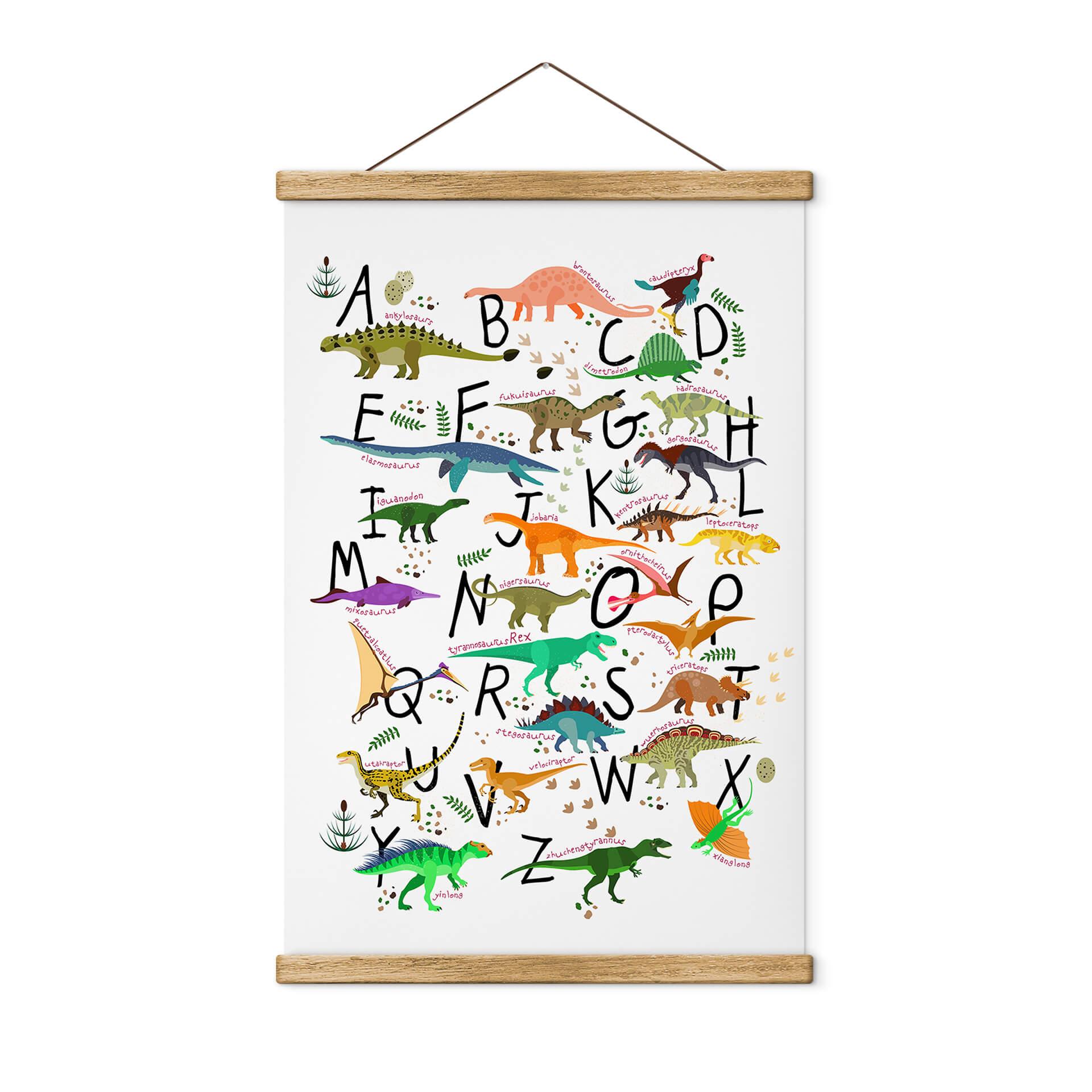 Tekstil plakat dinosaur-alfabetet