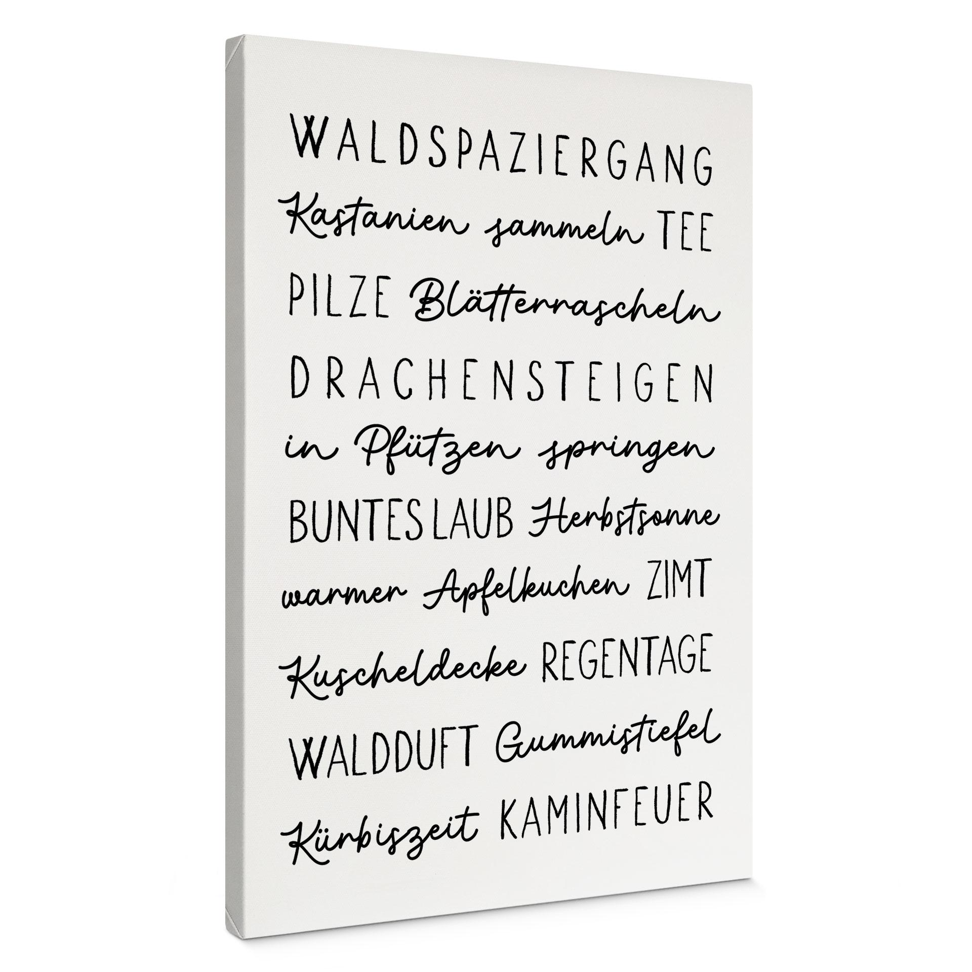 Leinwandbild Herbstliche Worte - Typografie