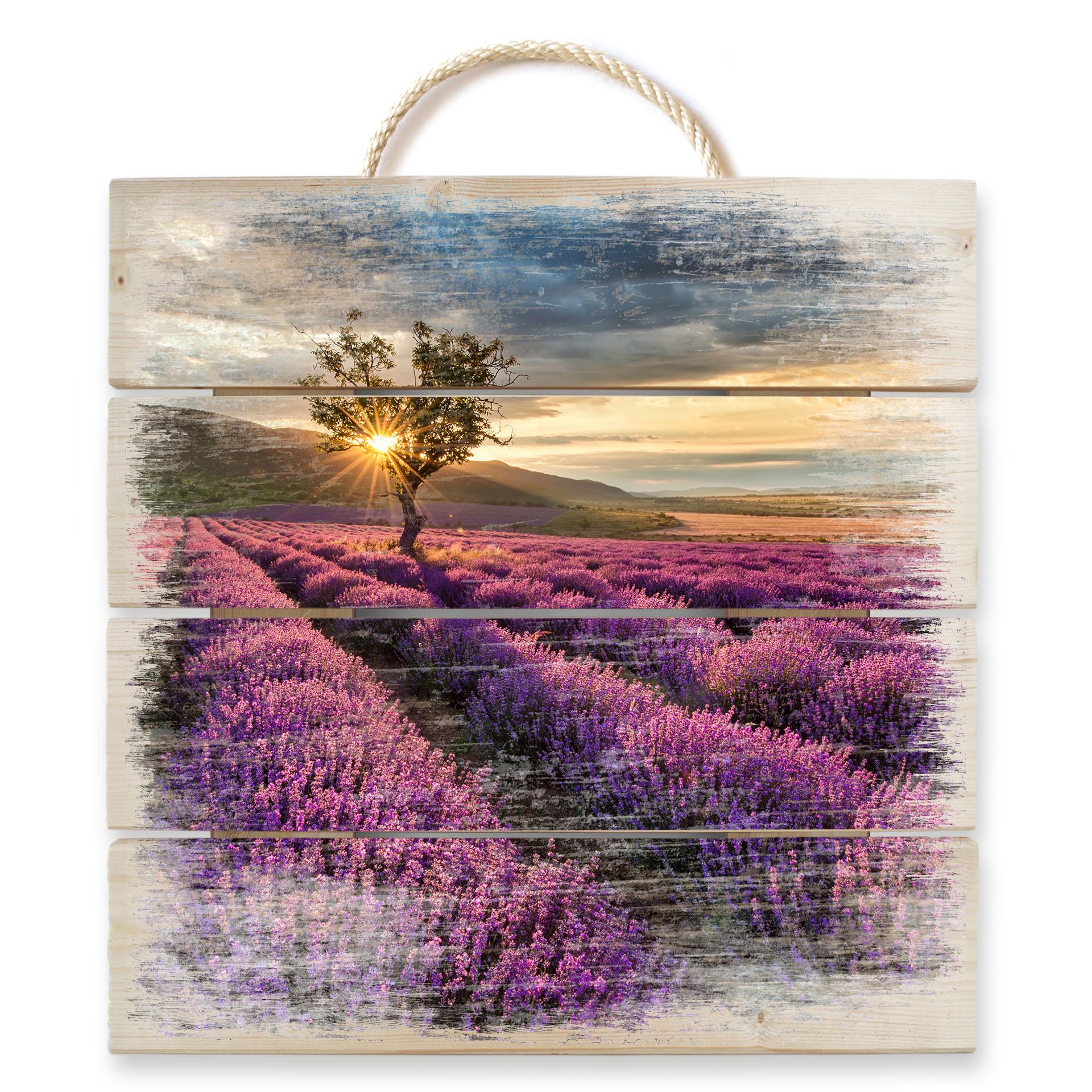 Cuadro de madera flor de lavanda en Provenza - 40x41,5 cm