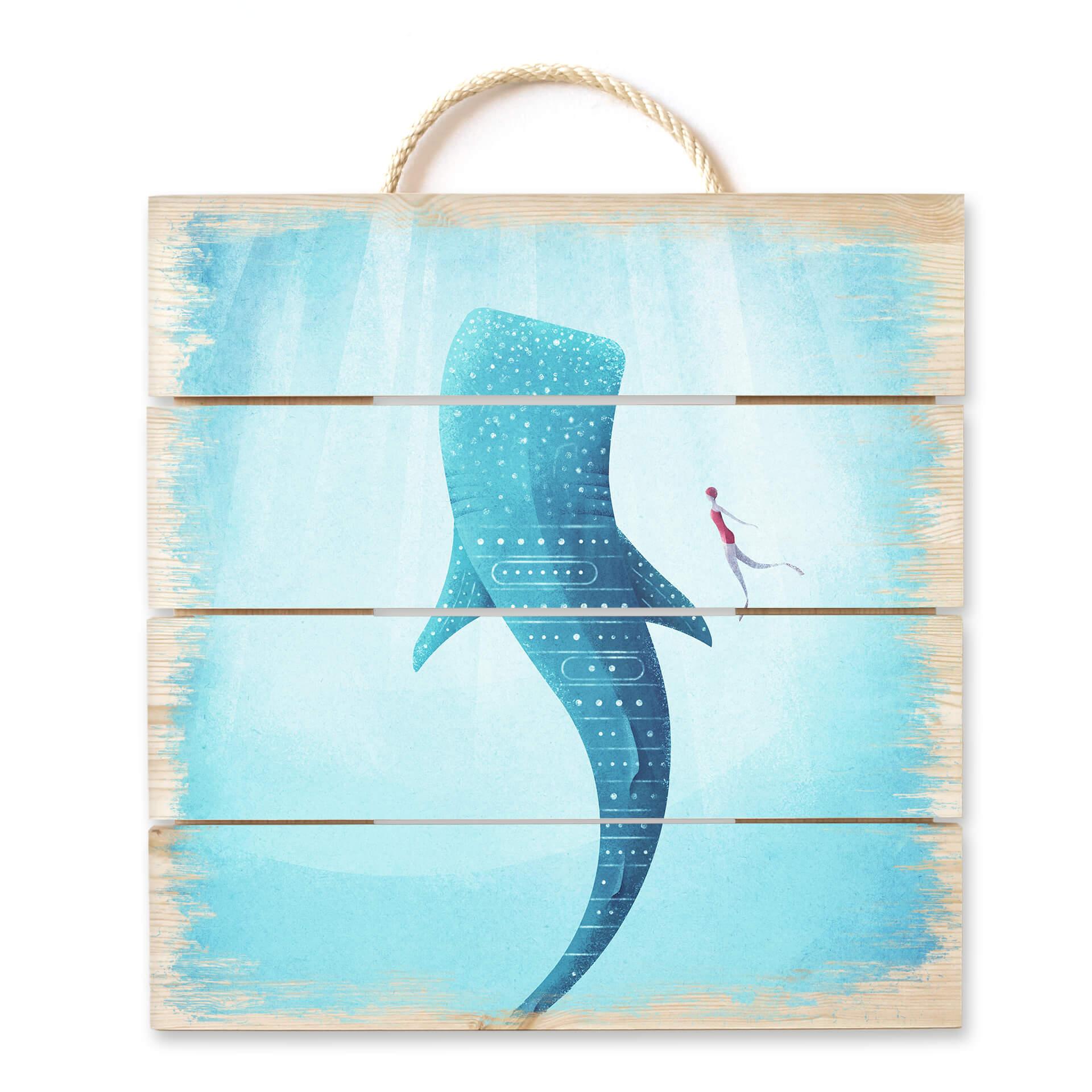Cuadro de madera Rivers - El tiburon ballena - 40x41,5 cm