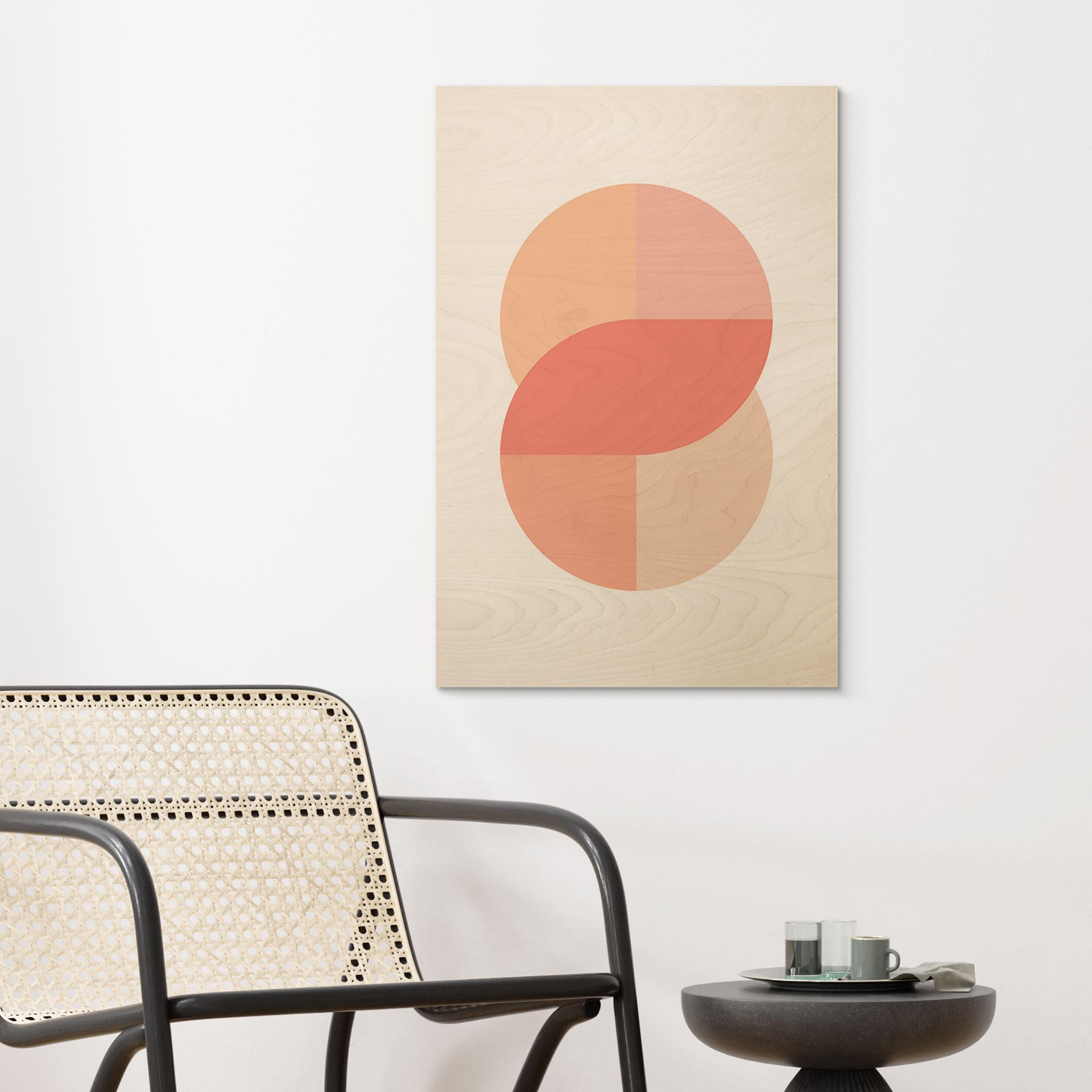 Træplakat Geometriske former i orange-lyserød - 1X Studio