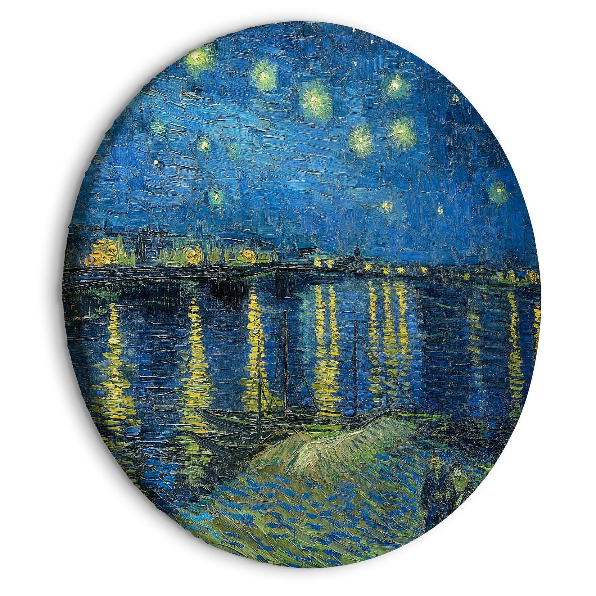 Rundes Leinwandbild van Gogh - Sternennacht über der Rhône