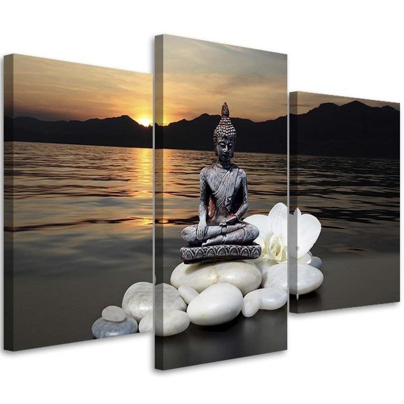 3 stykke lærredstryk, Buddha Zen Spa Sunset