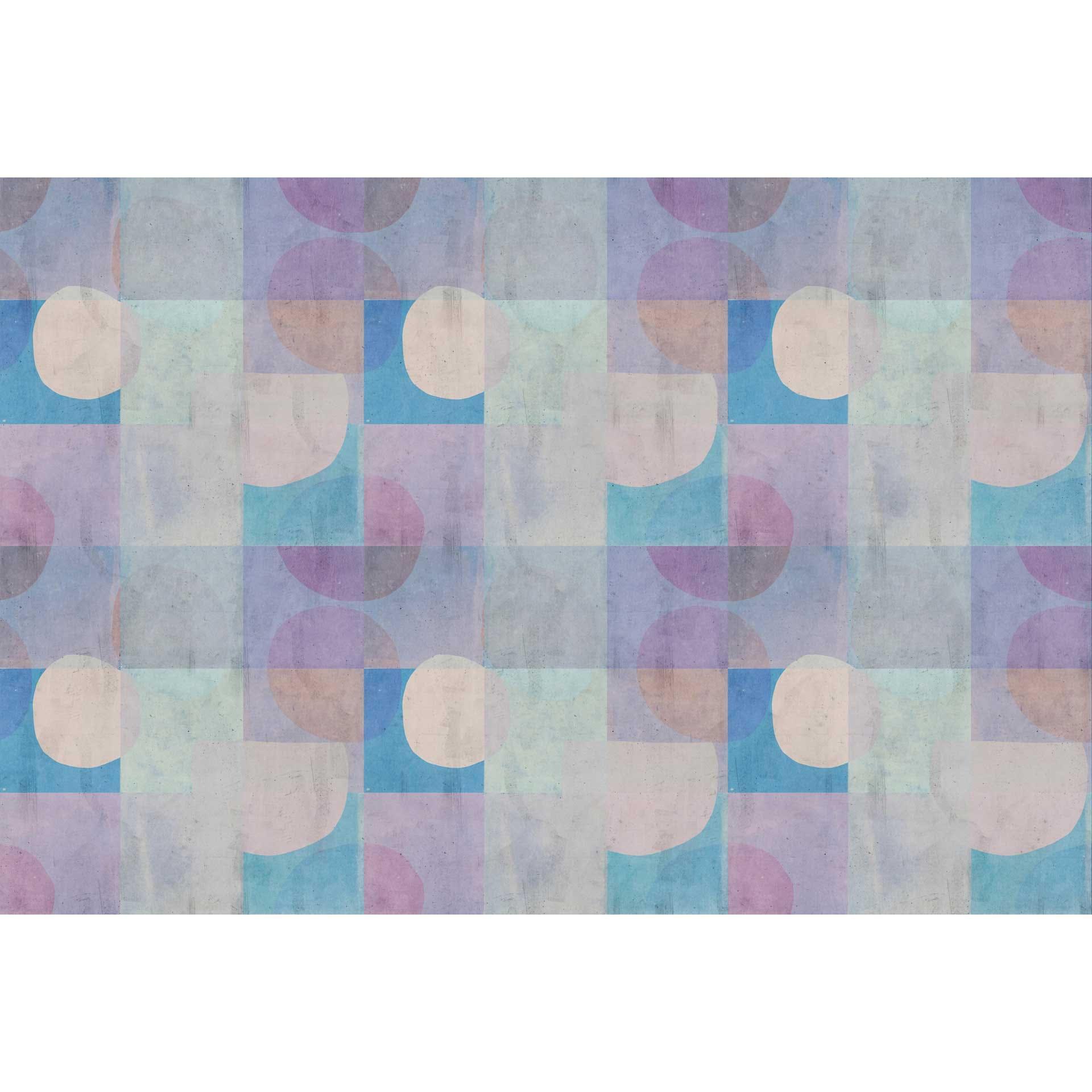 Geometrisch behang in koele pasteltinten - vliesbehang met cirkels