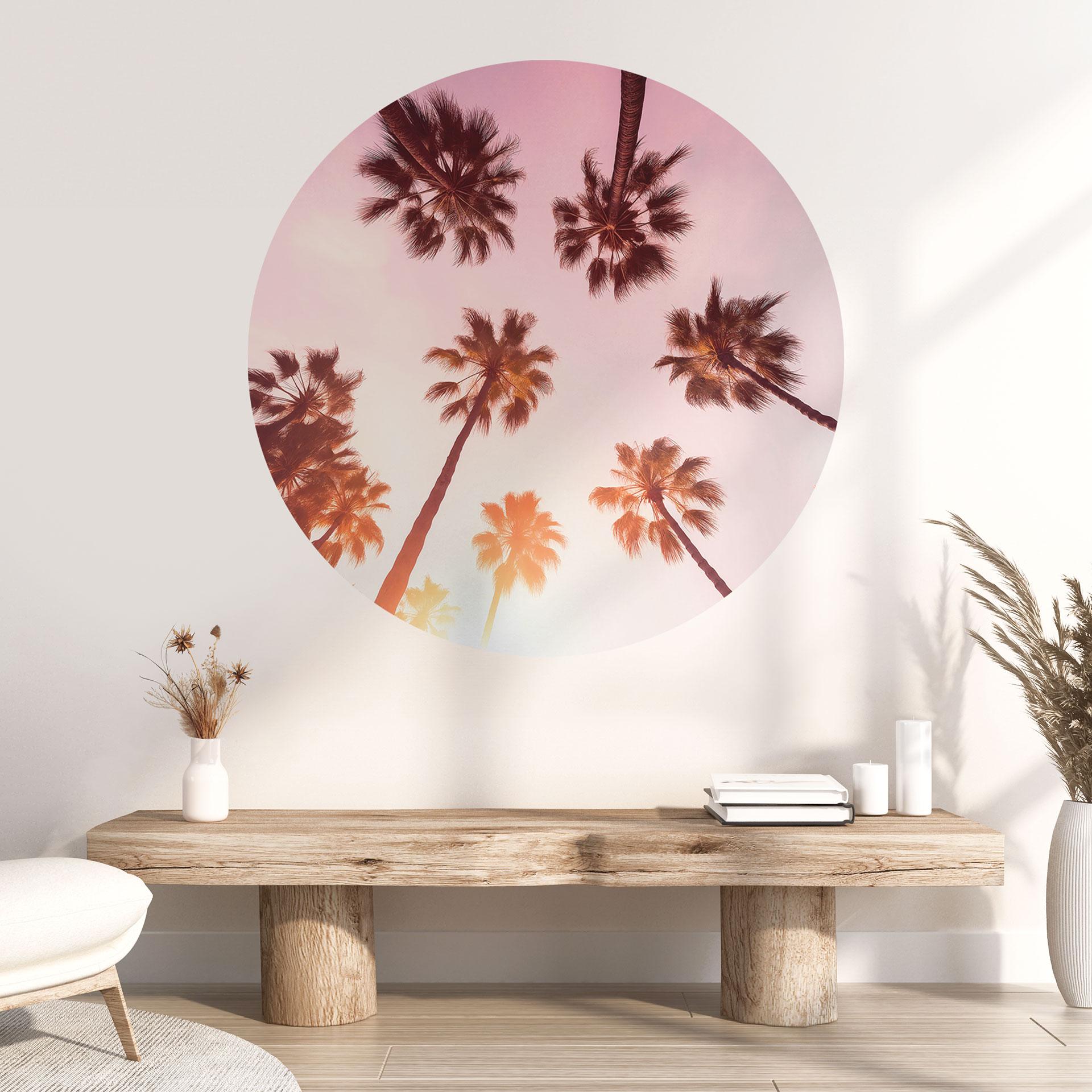 California Dreaming Wallsticker med udsigt til palmer - Hugonnard - Rund