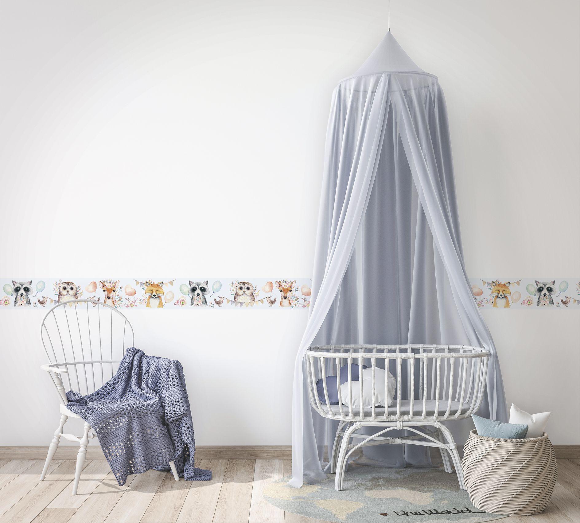 Behangrand met illustratie Kids Walls grijs, veelkleurig