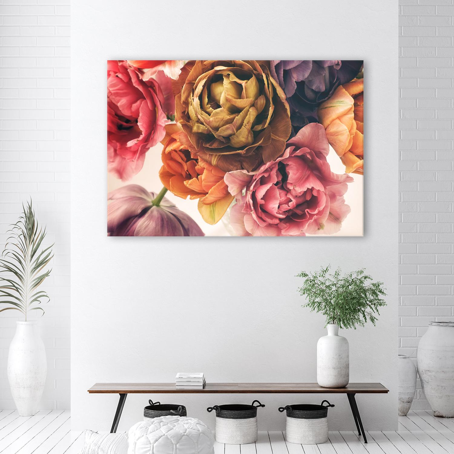Canvasbillede, buket af farverige blomster