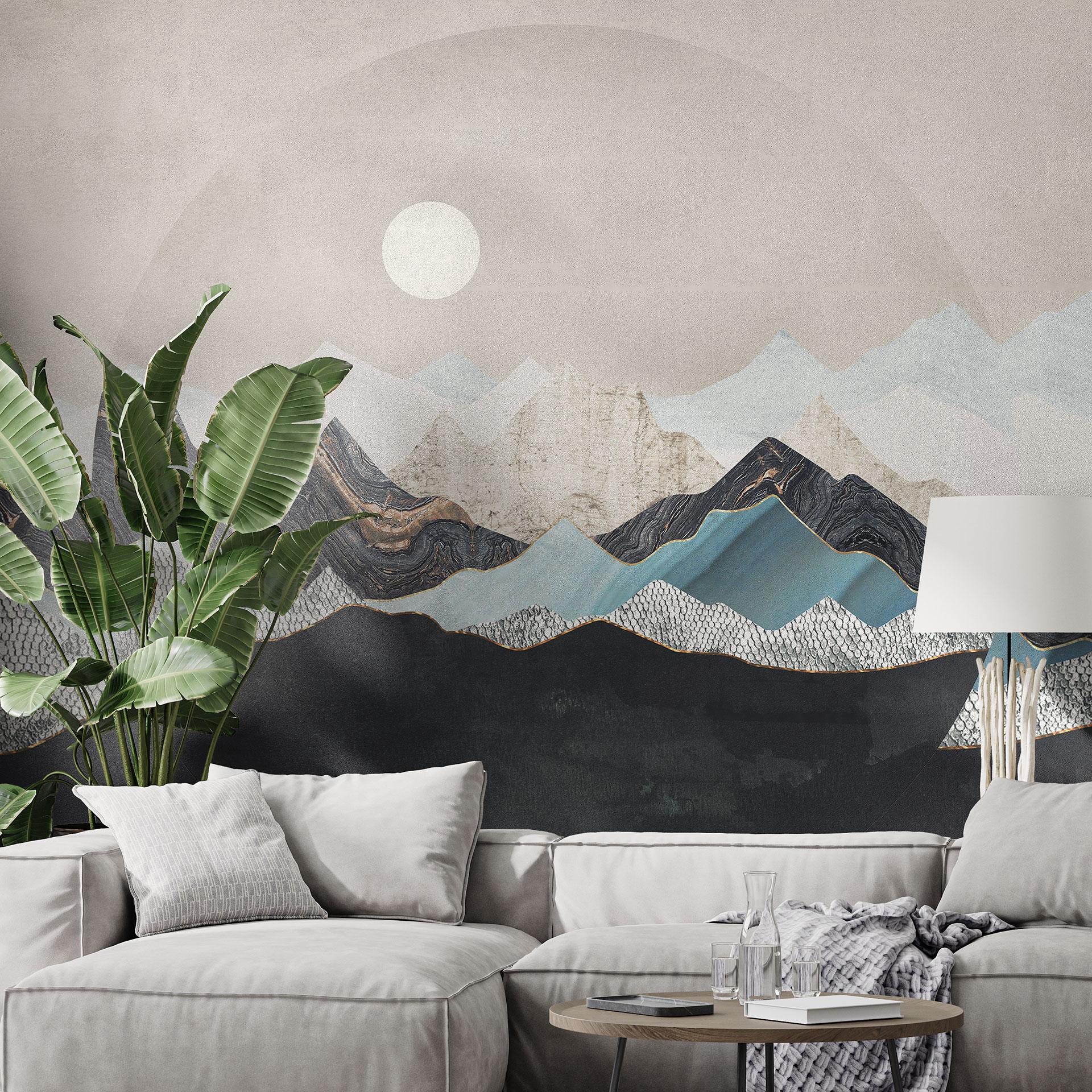 Fototapet Roligt bjerglandskab i skumringen - SpaceFrog Designs