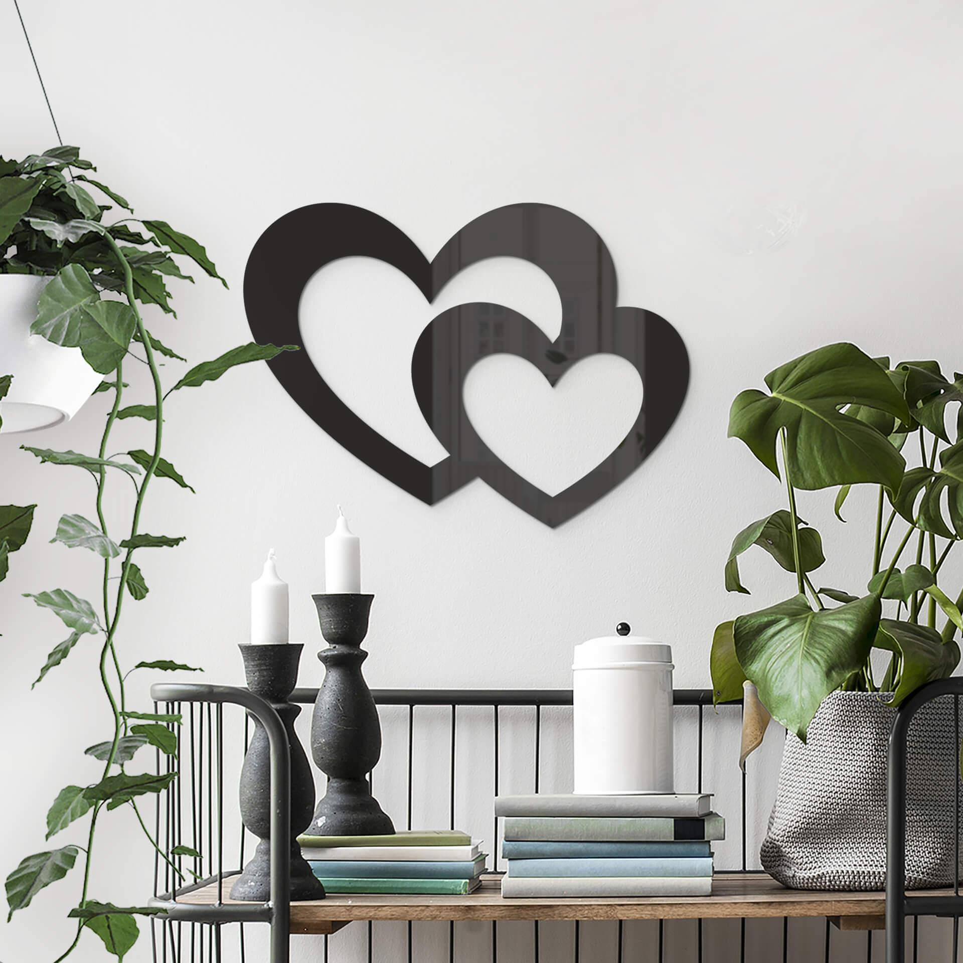 Decoración acrílica doble corazón