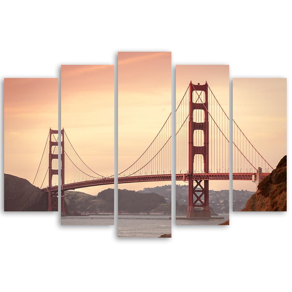 5-delige canvasafdruk, San Francisco Golden Gate Bridge