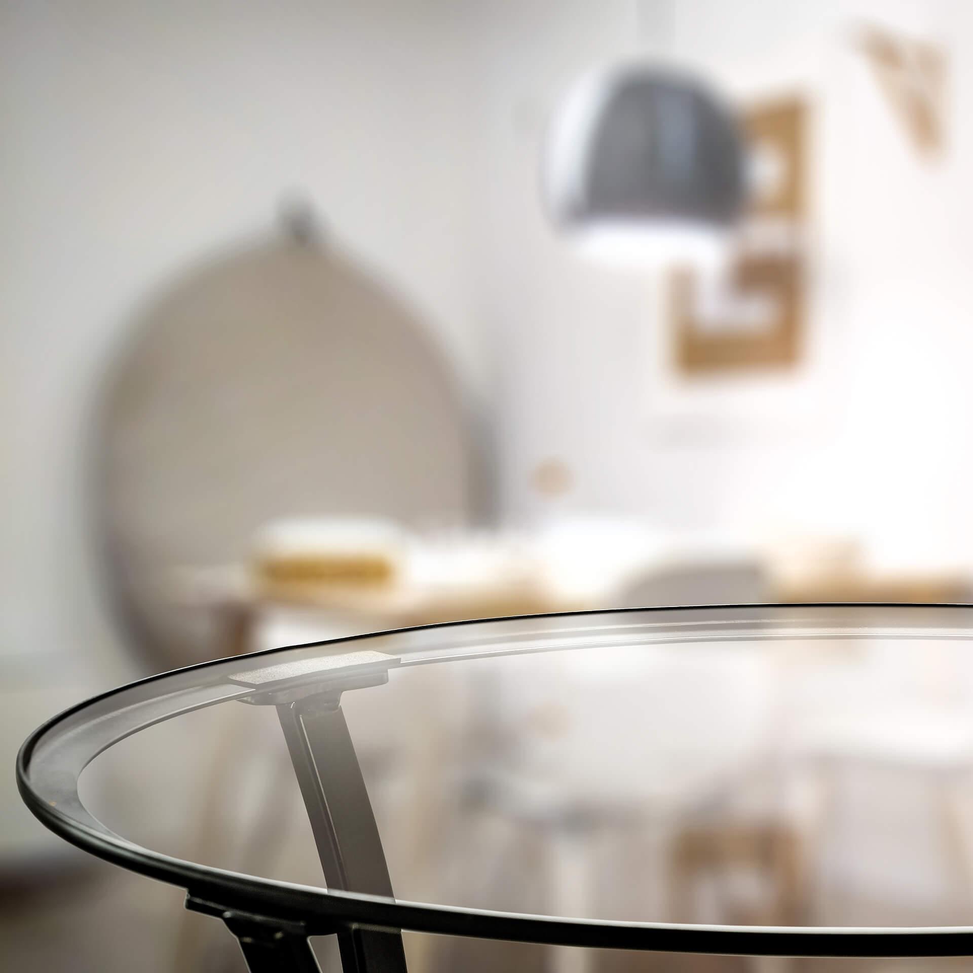 Plateau de table en verre - Transparent - Rond