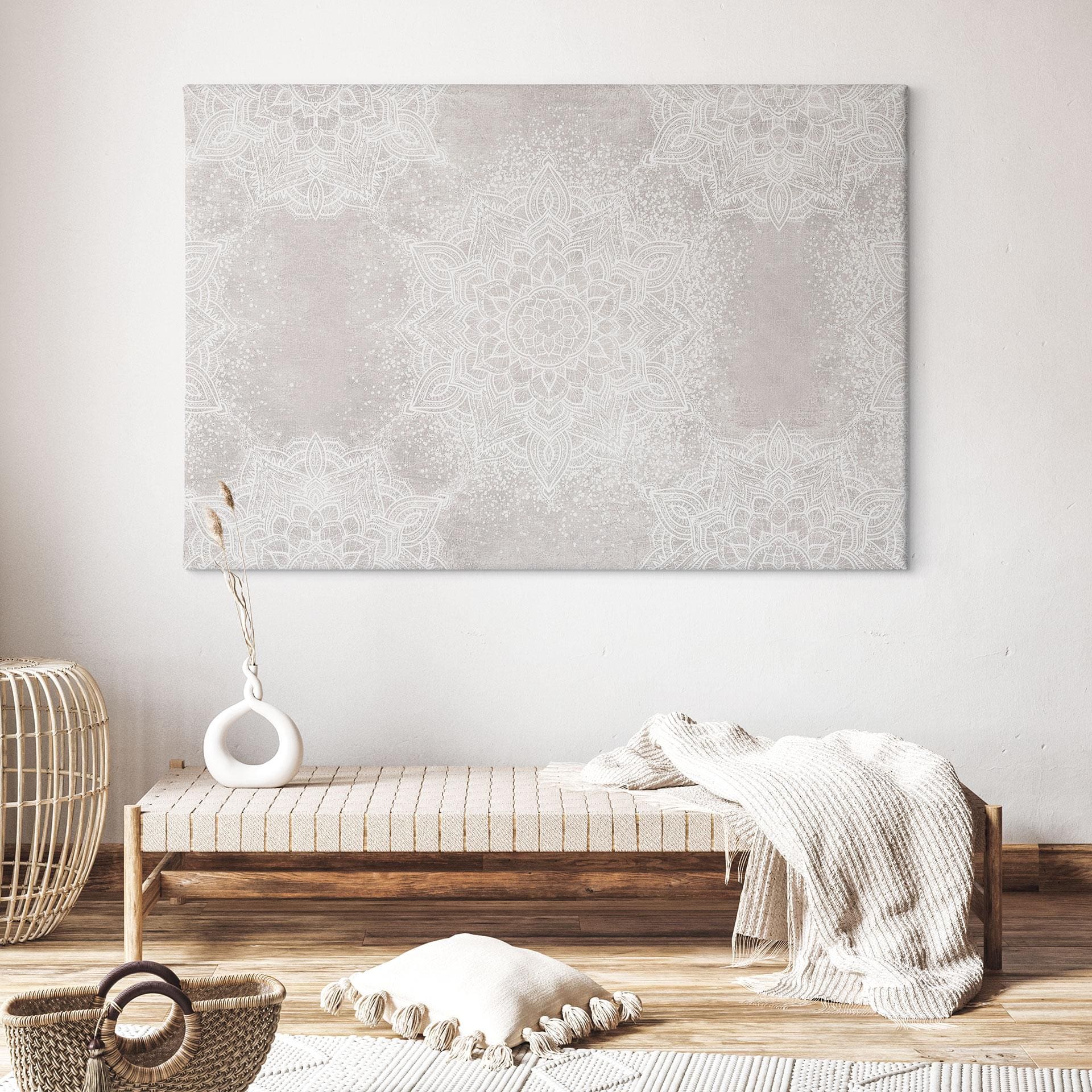 Canvasbillede Blød mandala på grå-beige - Bloomery Decor