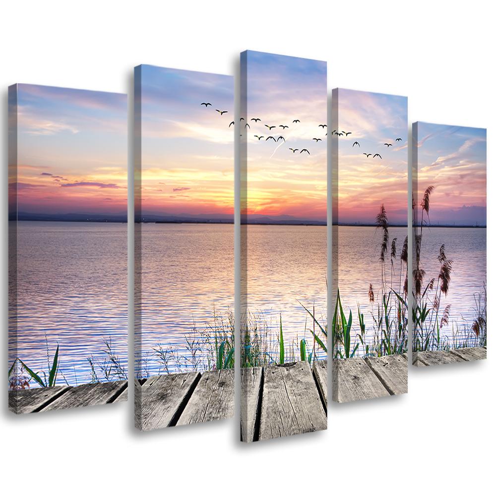 5 stykke lærredsprint, Jetty Beach Sunset