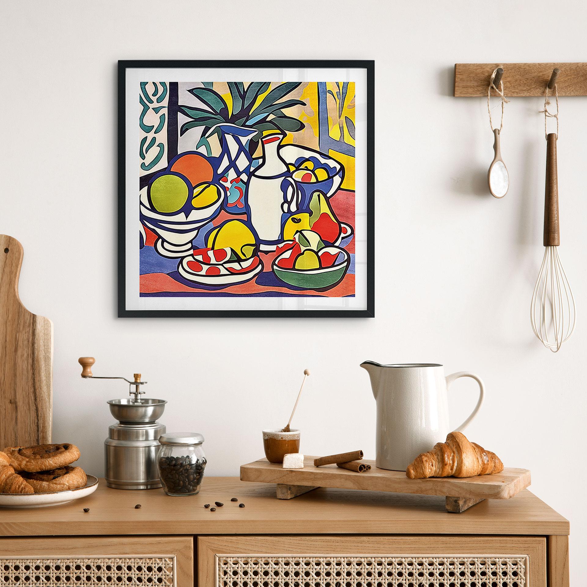 Plakat Mælk og frugt - Inspireret af Matisse - Zamart