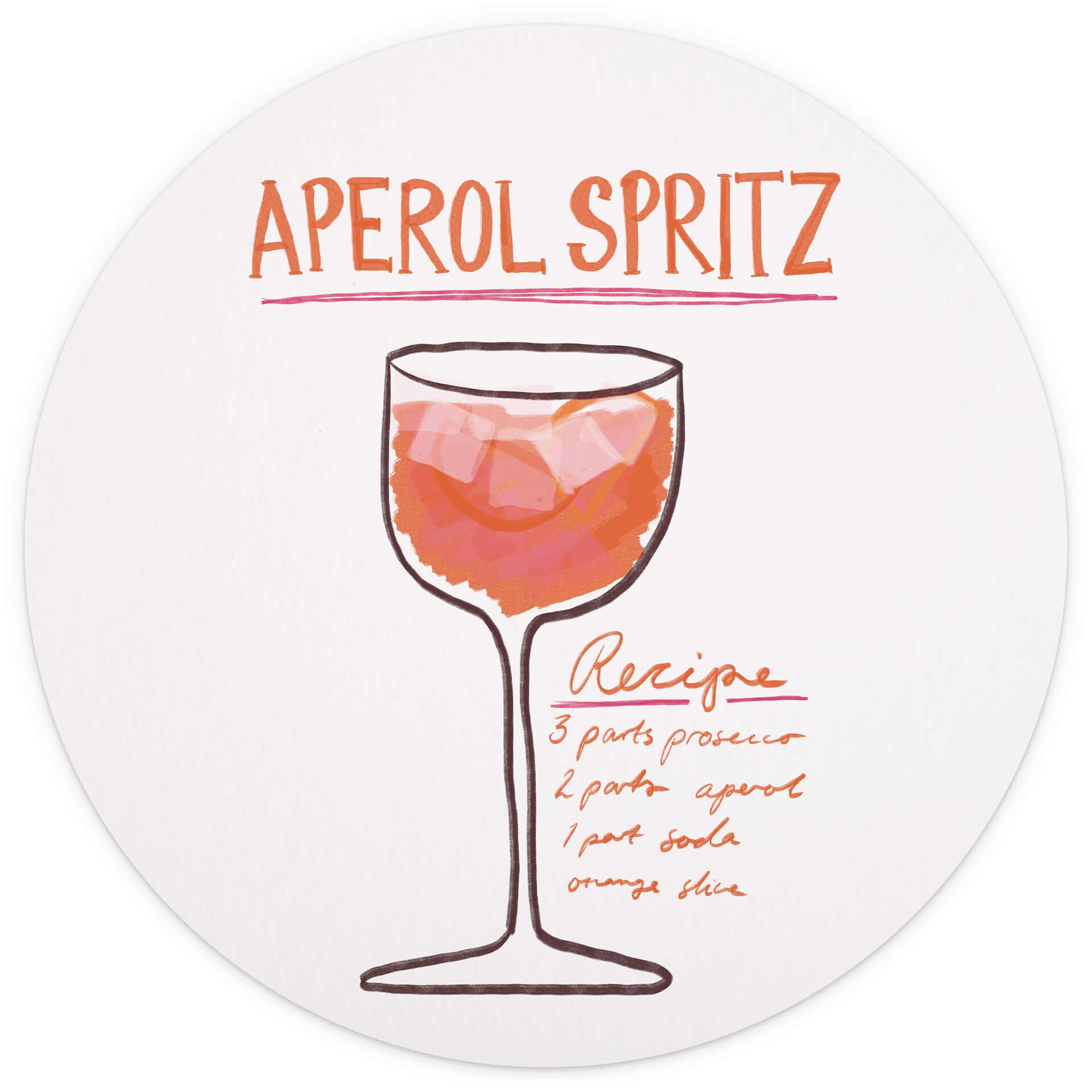 Fotobehang voor de keuken - Fritsch - Aperol Spritz - Rond - vliesbehang/zelfklevend vliesbehang