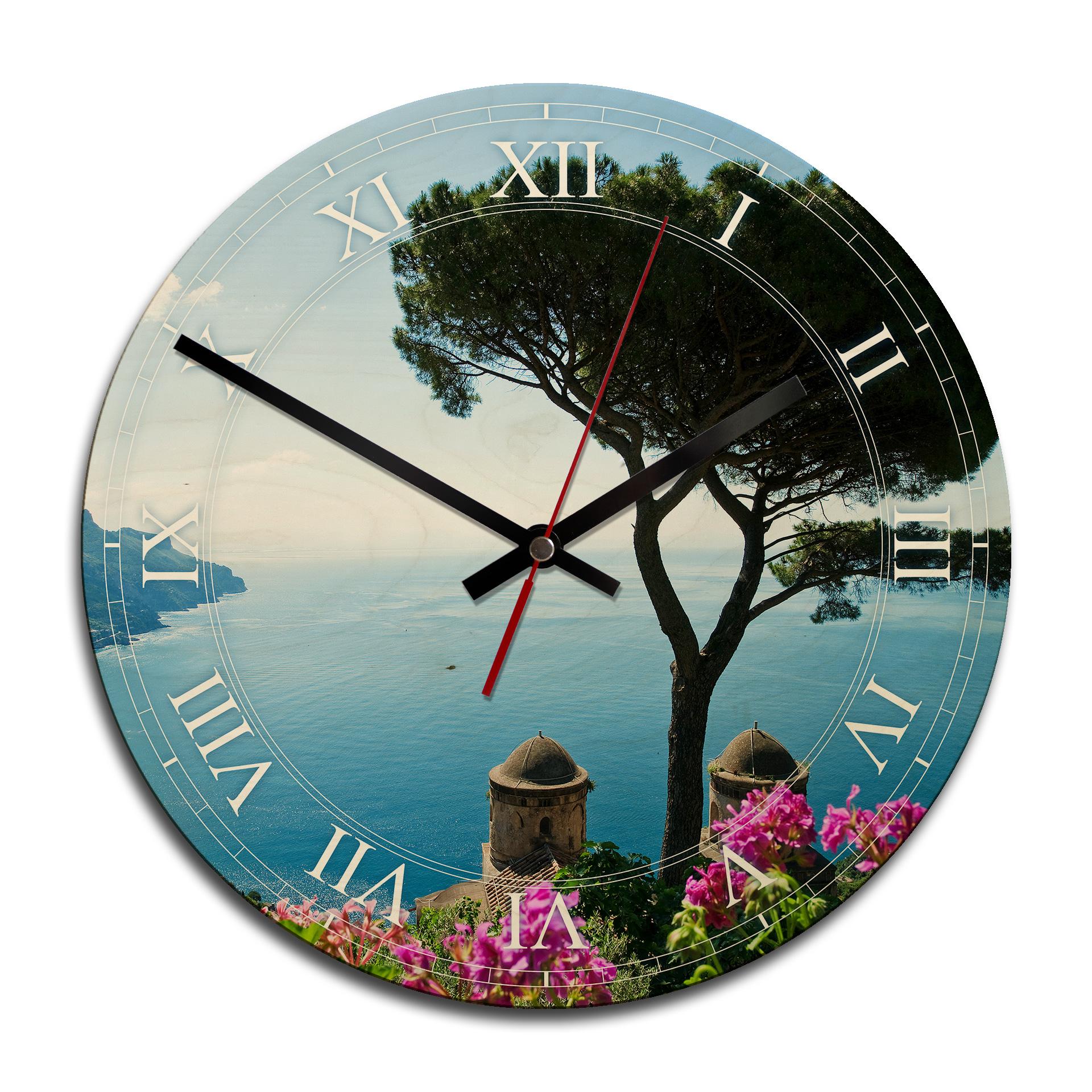 Horloge murale en bois - Vue sur la côte amalfitaine