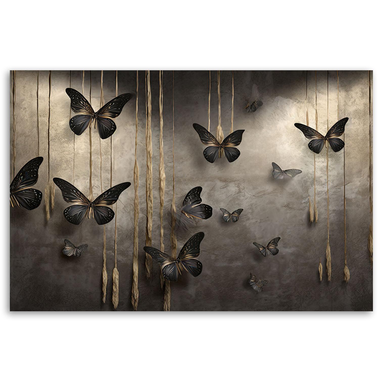 Canvasbillede, Sorte sommerfugle 3D